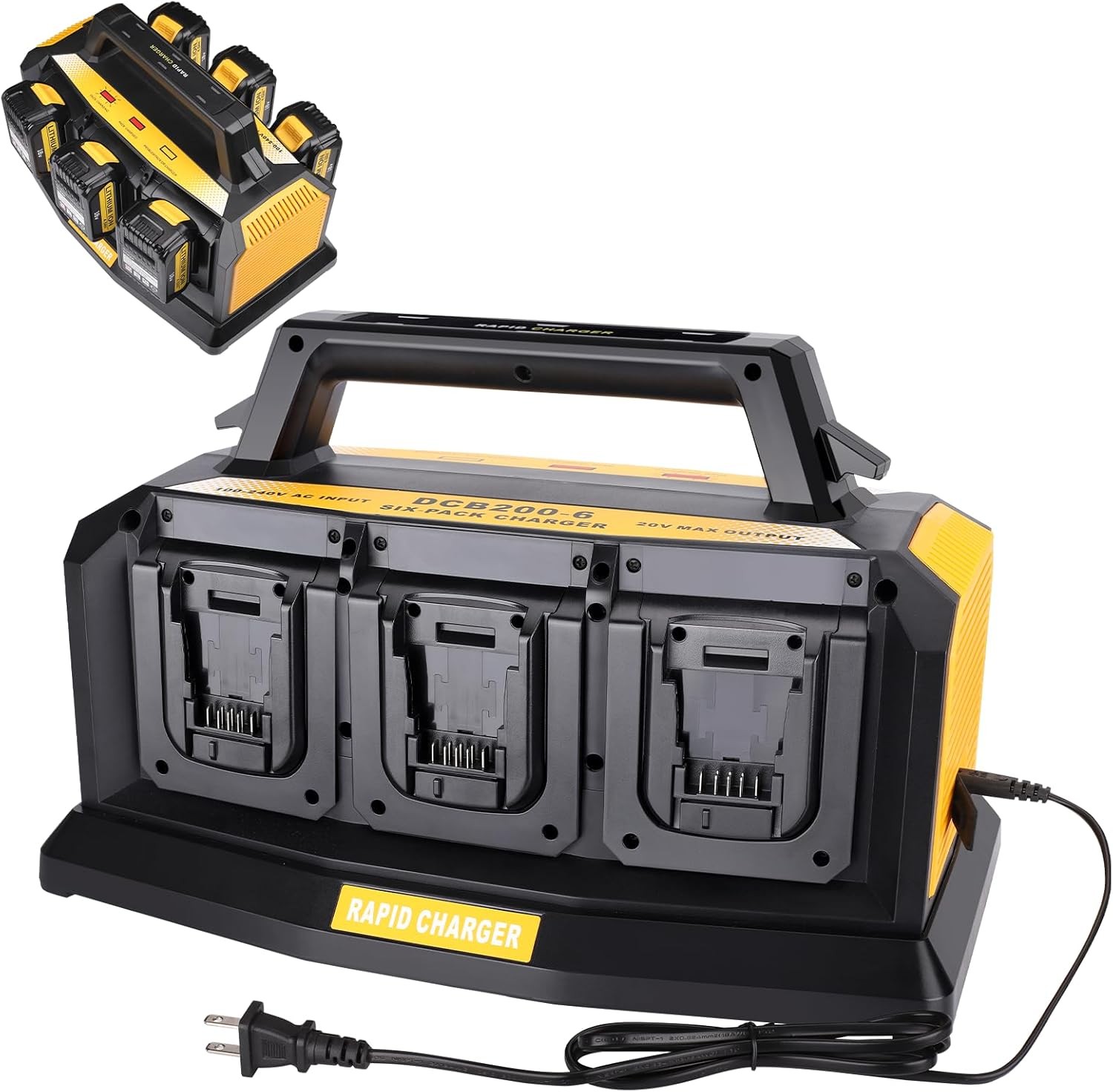 6-Ports Super Simultaneous Charger Rapid Charger Station for Dewalt 20V Battery