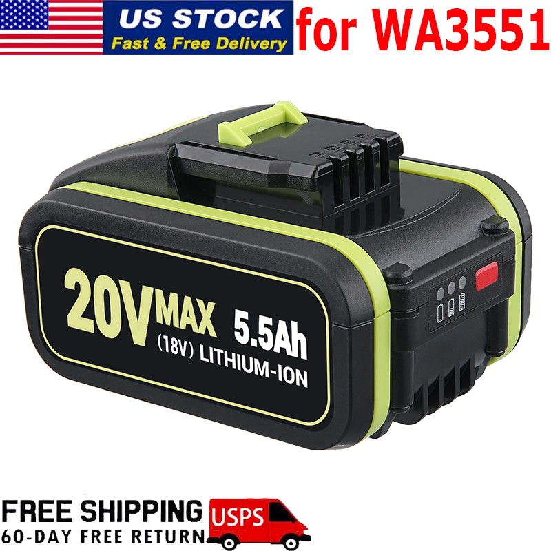5.5Ah 18V 20V MAX Lithium Battery For WA3551 WA3553 WA3551.1 For WORX USA