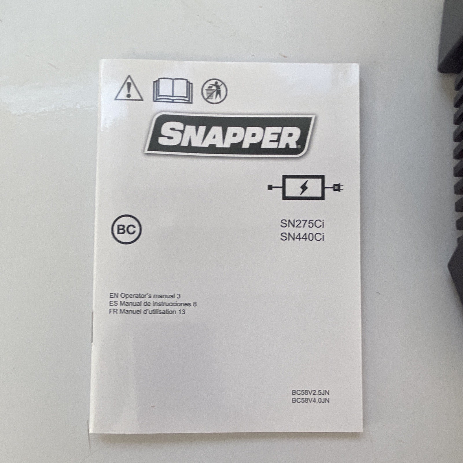Snapper 58V Single Battery Charger BC58V2.5JN BC58V4.0JN Red