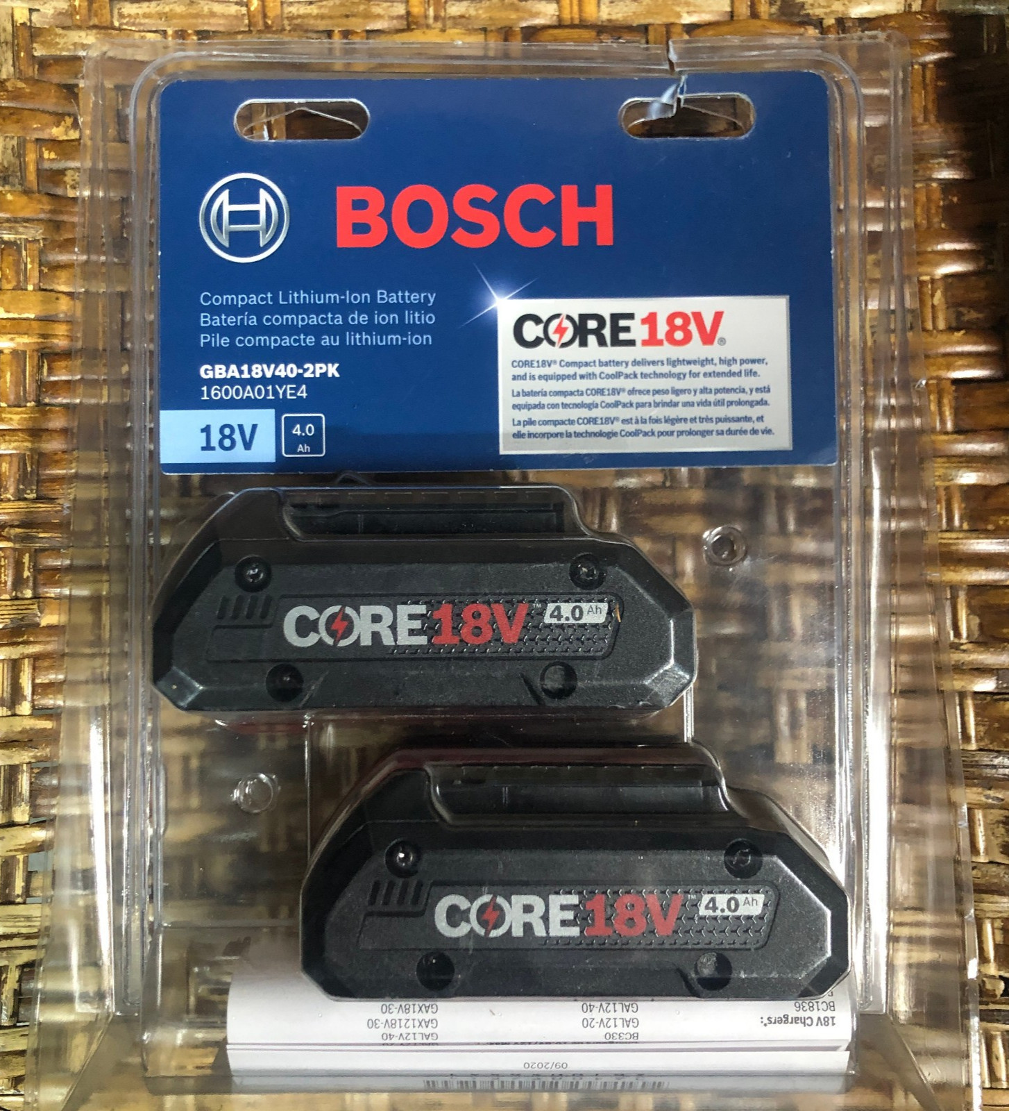 Bosch GBA18V40-2PK Professional Core 18V 4Ah Advanced Power Batteries 2-Pack