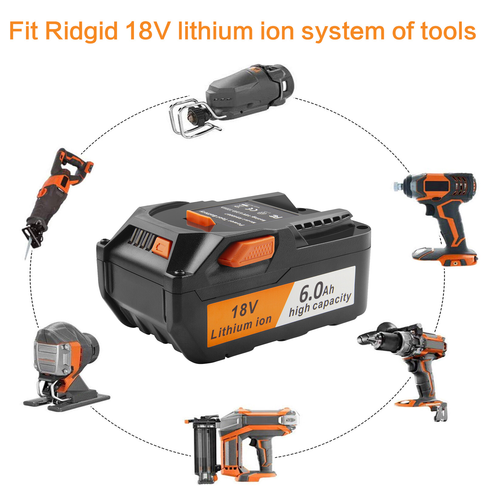 2X for Ridgid R840087 8.0Ah Lithium Battery R86092 AEG 18V Cordless with Charger
