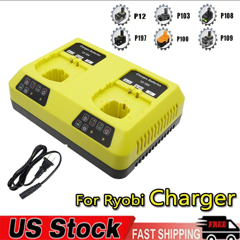 For RYOBI 18v Lithium-Ion Dual Port Rapid Charger DuaI Fast Battery Charger One+