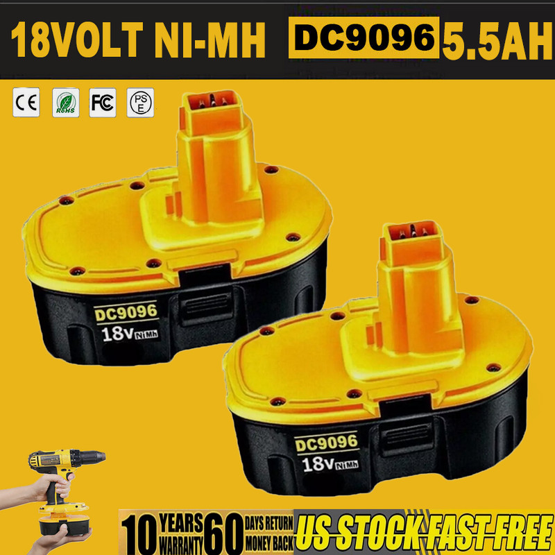 (2-PACK) 18V For Dewalt 18 VOLT XRP DC9096 DC9098 NiMH Battery NEW 5.5Ah DW9096