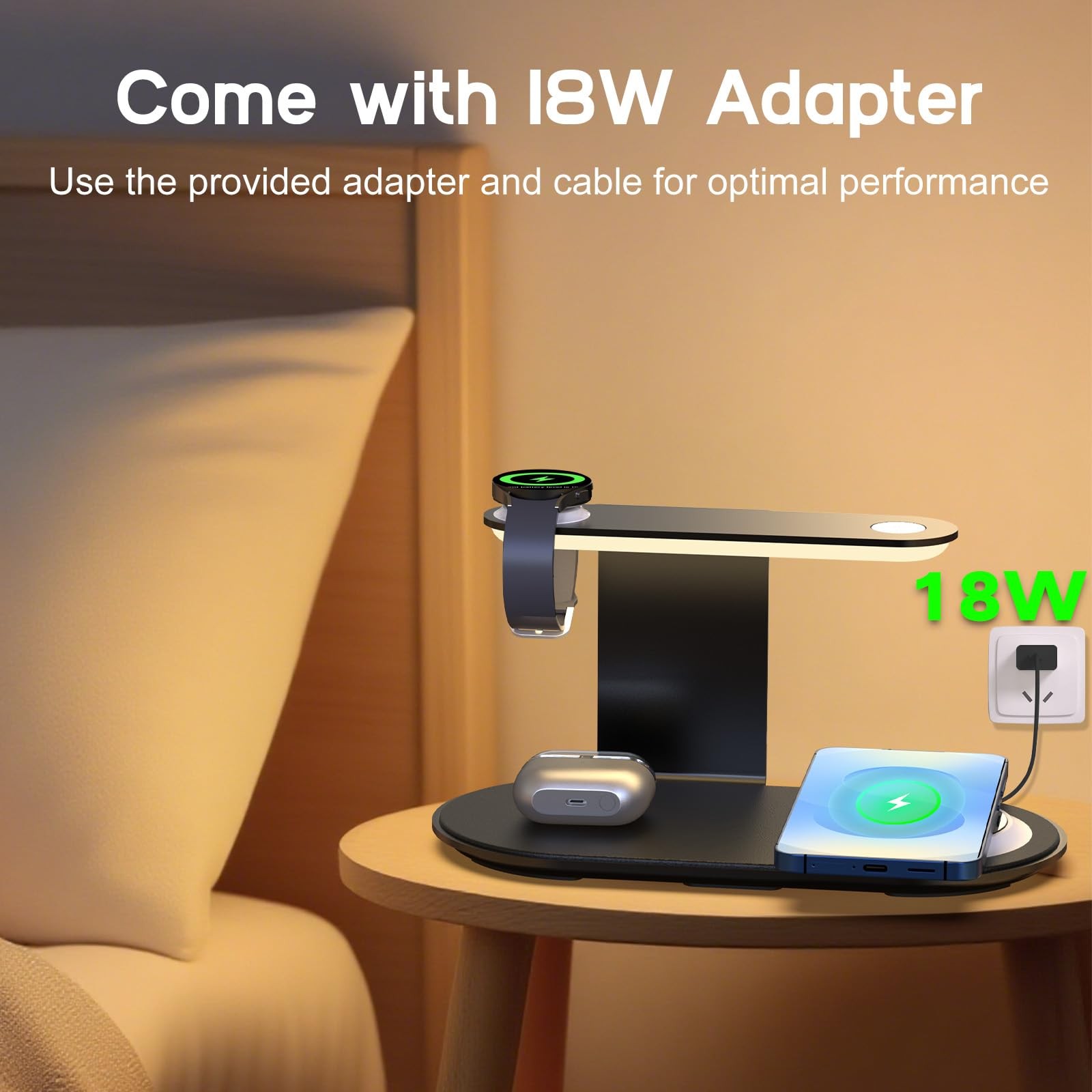 Hicevaiy Metal Wireless Charging Station For Samsung/Android Charger4 In 1