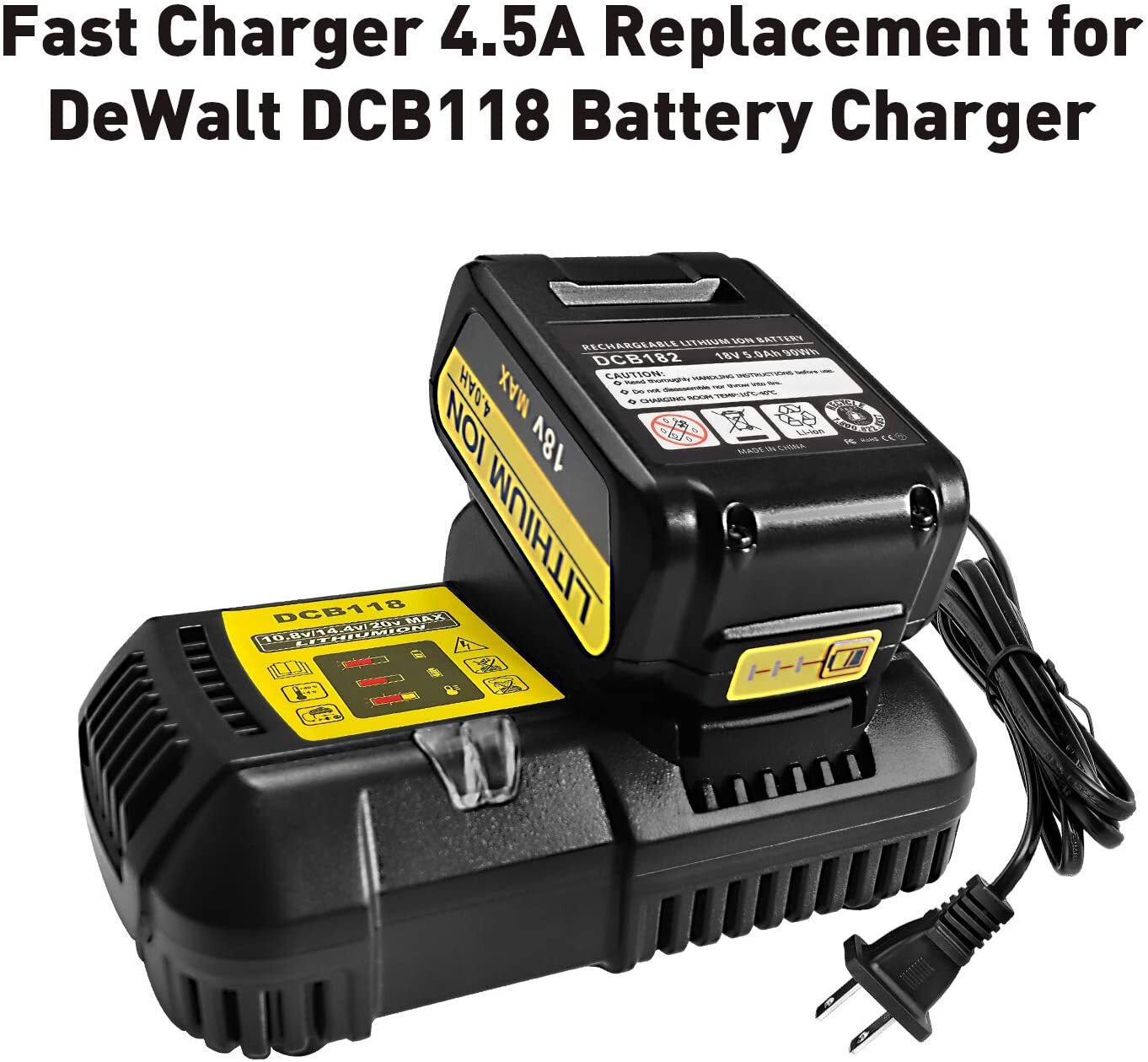 DCB102 Li-ion Battery Charger Fast Charger For Dewalt 14.4V 18V Dual USB Port