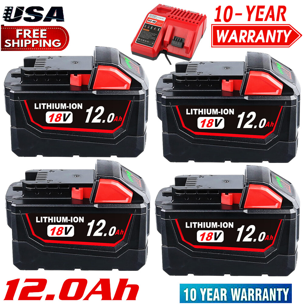 1-4X For Milwaukee M18 LI-ION XC 12.0AH 9AH 6AH High Capacity Battery 48-11-1890