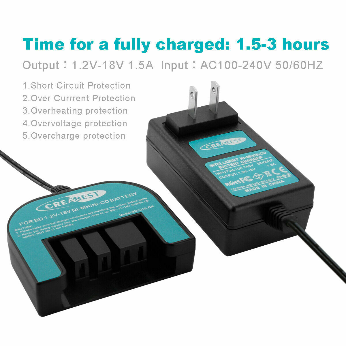 Charger For Black&Decker 9.6V-18V A12 A12-X A14 A18 A1714 A1718 FSB12 Battery