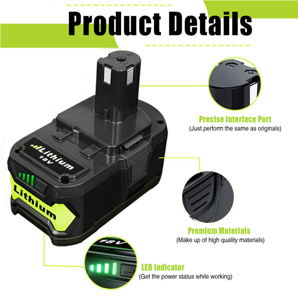 For RYOBI 18V 5Ah 7Ah 9Ah P108 P109 High Capacity Li-ion Battery or P117 Charger
