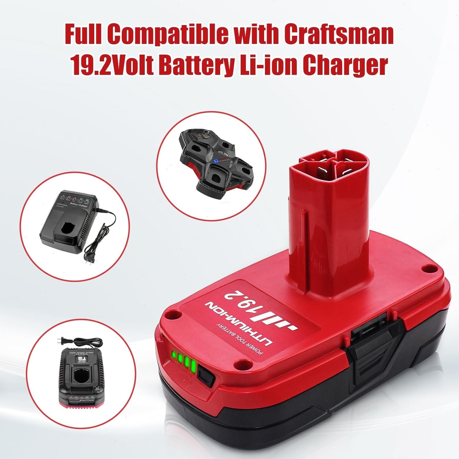 2/4Packs 4.0Ah Lithium-ion Battery for Craftsman C3 19.2V Battery 11375 11570