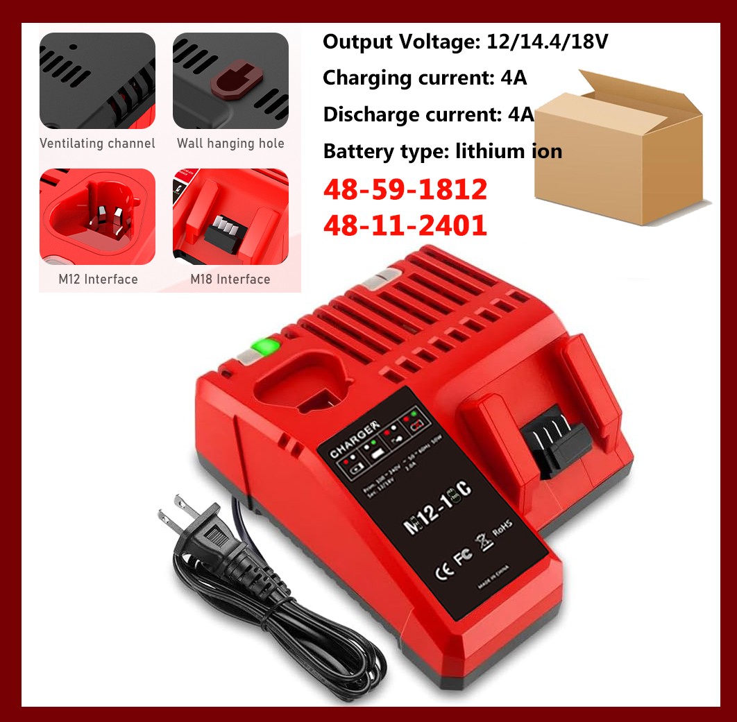 For Milwaukee Battery 48-11-1820 For M18 Battery For M12 12V Charger- Charger