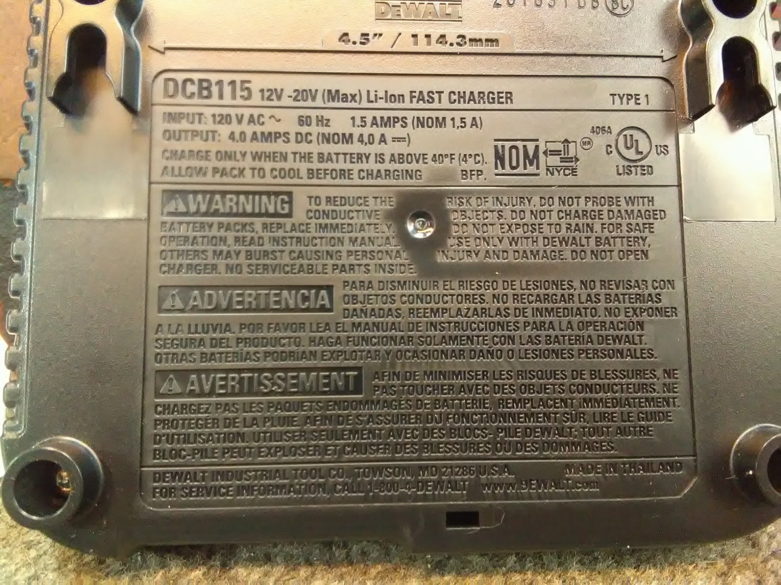 Dewalt OEM DCB115 12/20V MAX Lithium Ion Fast Battery Charger-***NEW***