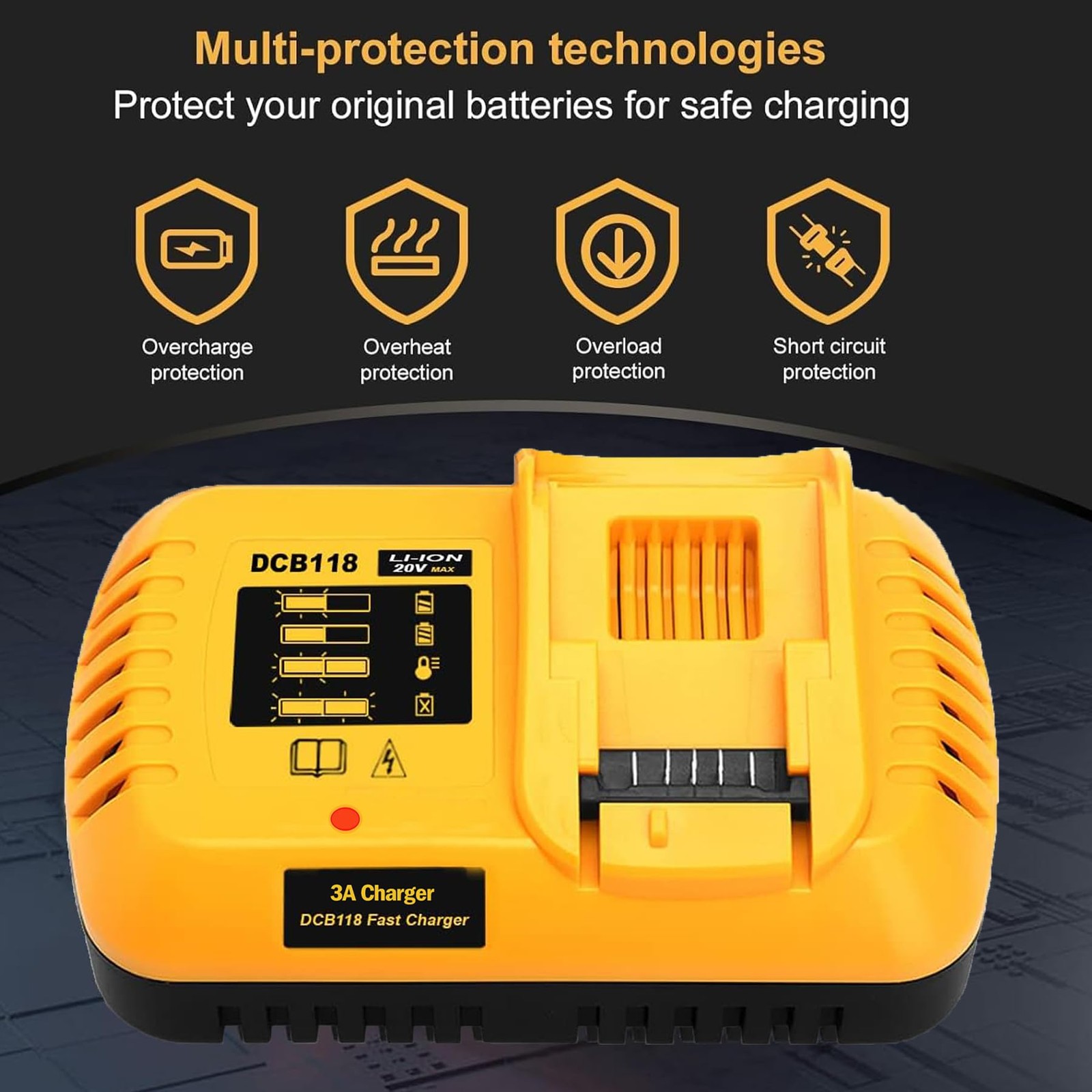 Simple Plus+ Dcb118 Replace For Dewalt Charger 20V/60V Rapid Battery Charger