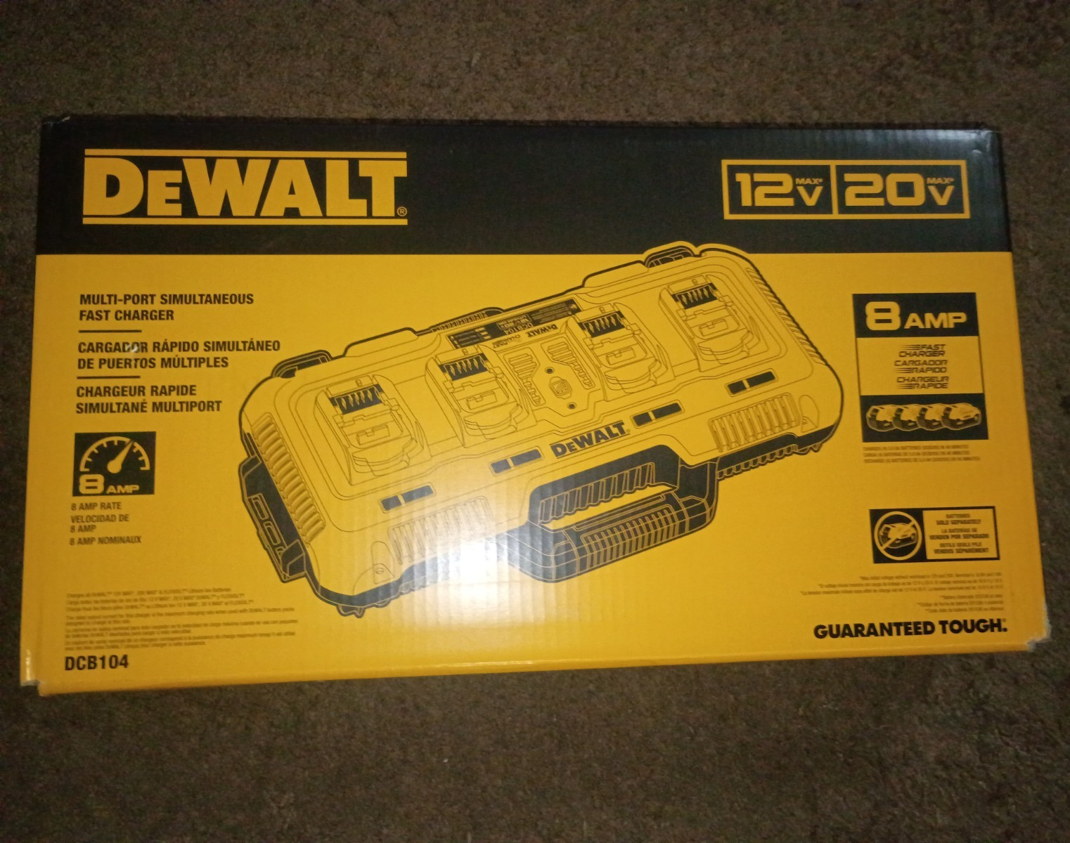 DEWALT DCB104 Multi-Port Fast Charger 12V/20V, Charges 4 Batteries