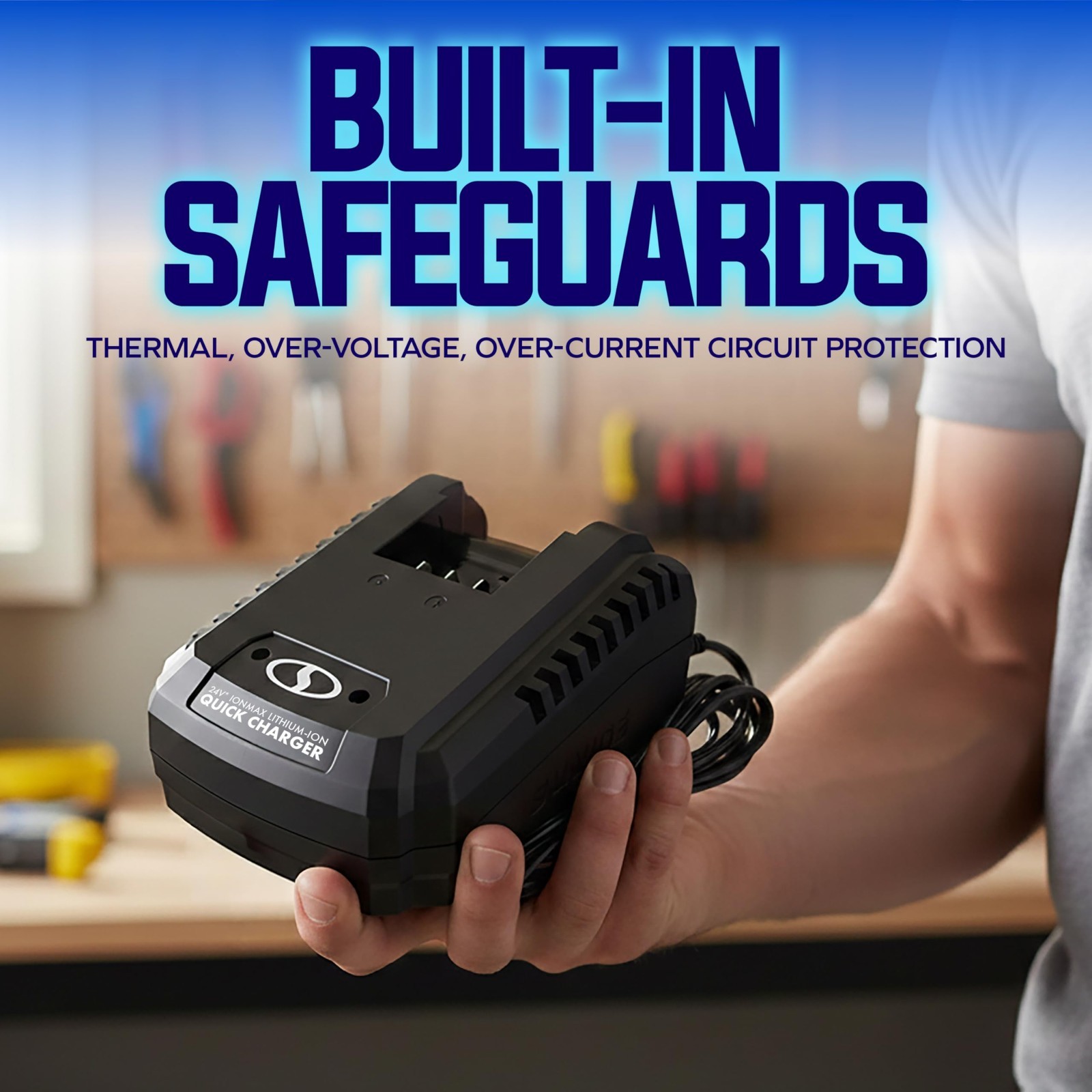 Dual-Port Quick Charger for 24V Lithium-Ion Batteries, Universal Battery Managem