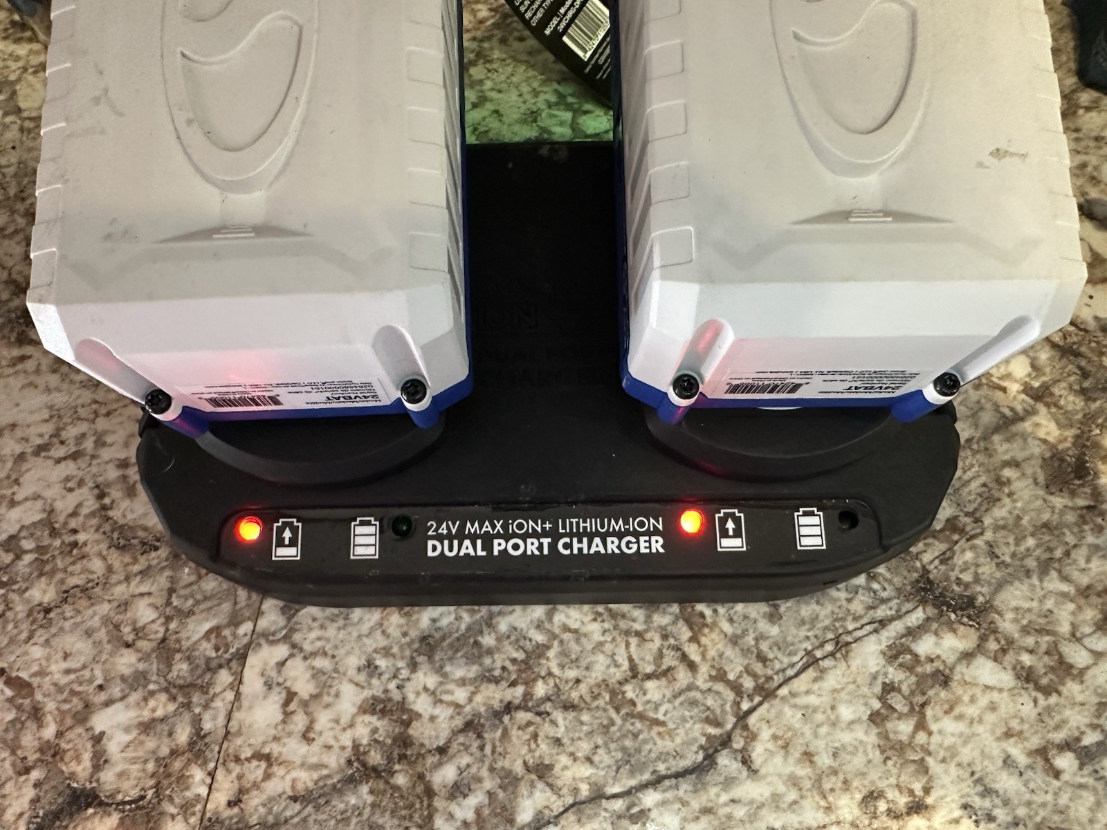 24V iON+ Lithium-Ion Dual Port Charger w/ (2) 24VBAT Batteries Tested Works