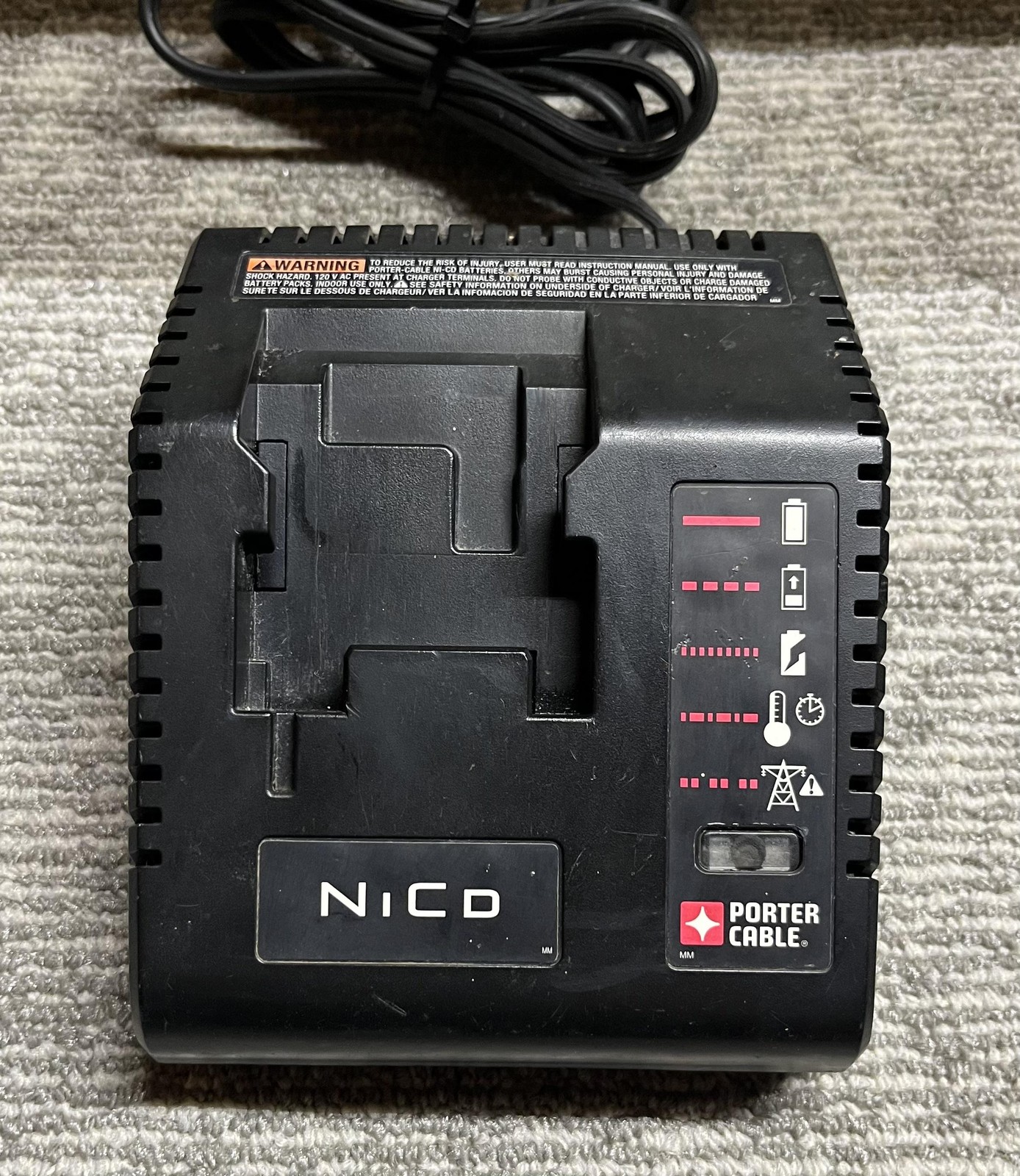 PORTER-CABLE PCMVC Type 2 NiCd Battery Charger 9.6V-18V 120V AC Power Tool Black