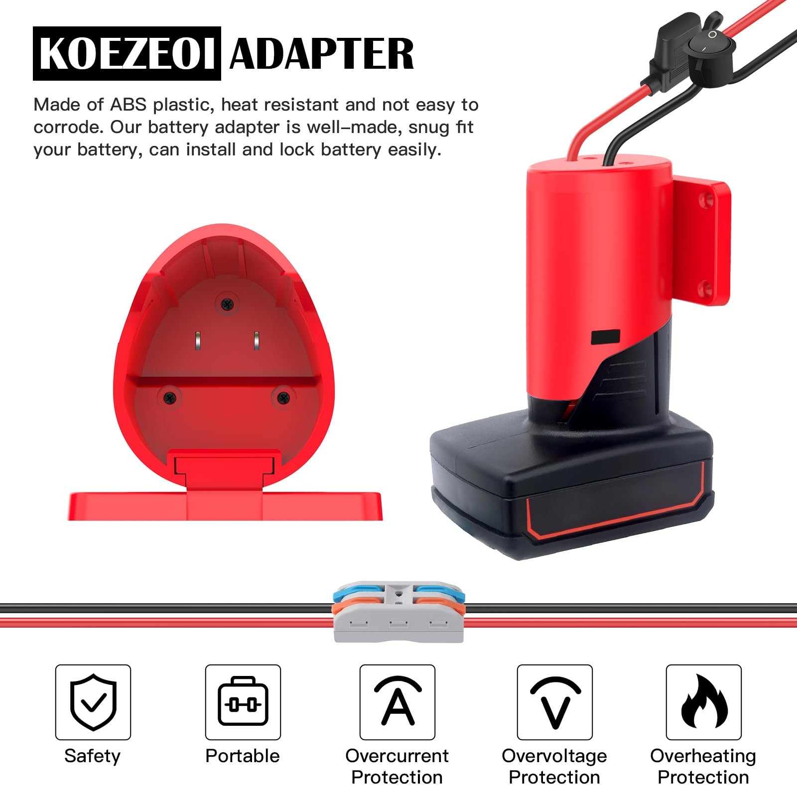 2 Packs Power Wheel Adapter for Milwaukee M12 2-Pack with switch, Red