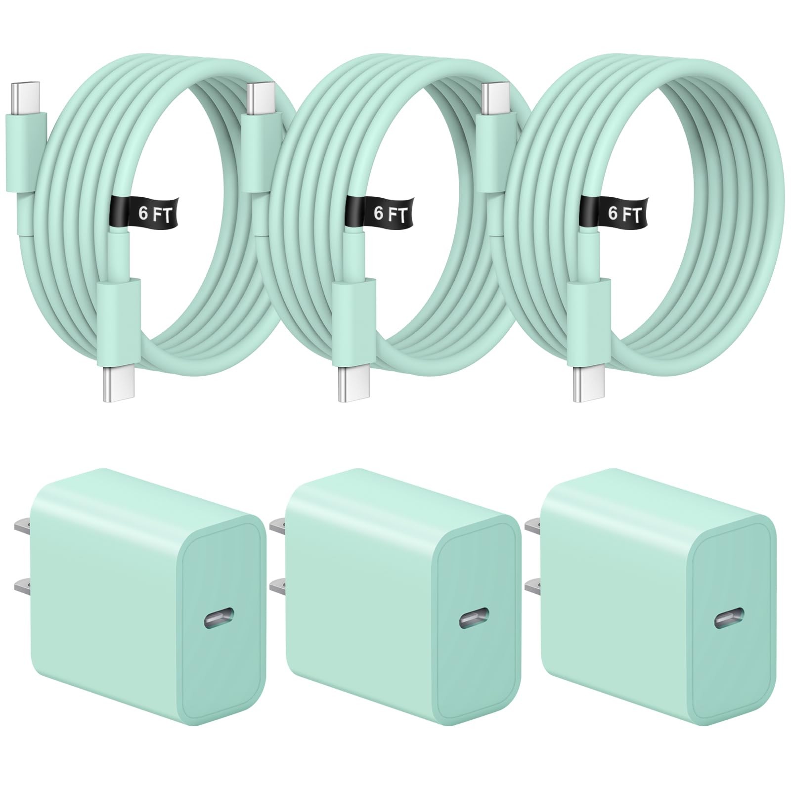 Apple iPhone 17 16 15 Charger Fast Charging 3 Pack USB C Wall Charger 6FT Cord G