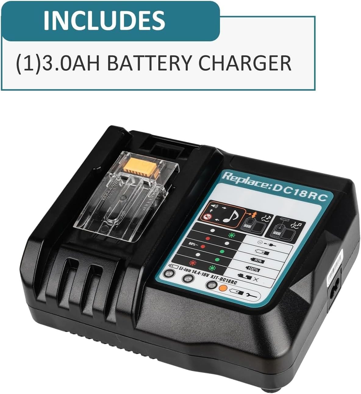 DC18RC Rapid Fast Charger For Makita 14.4V-18V 3.0A Lithium‑Ion Battery BL1830B