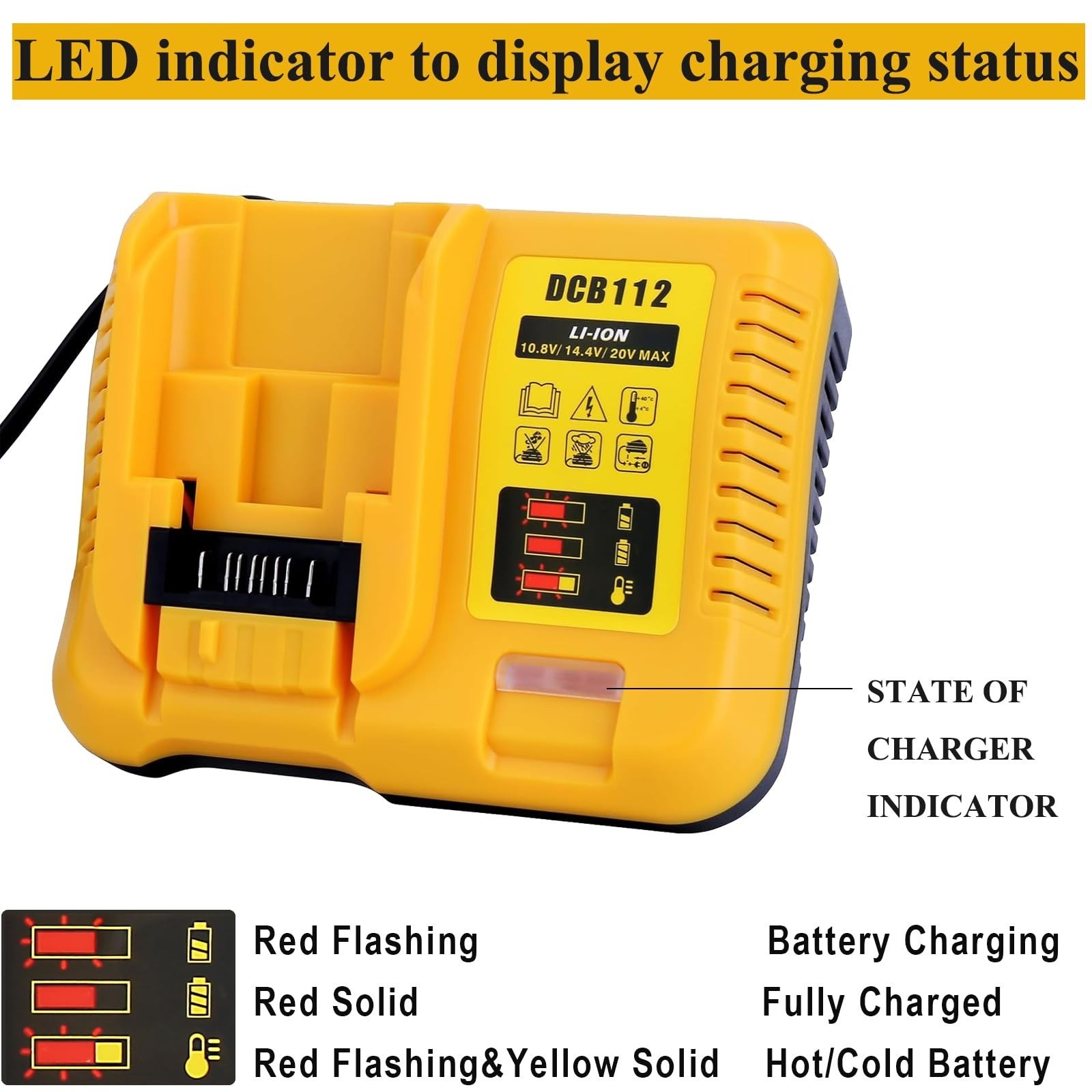 Gonocop DCB112 Battery Charger for DeWalt 12V 20V 60V MAX Lithium-Ion