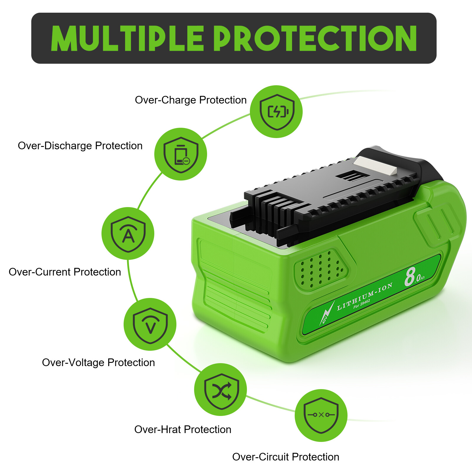 1-2PACK for GreenWorks 40V G-MAX Lithium Battery 29472 29462 29252 20202 6.0Ah