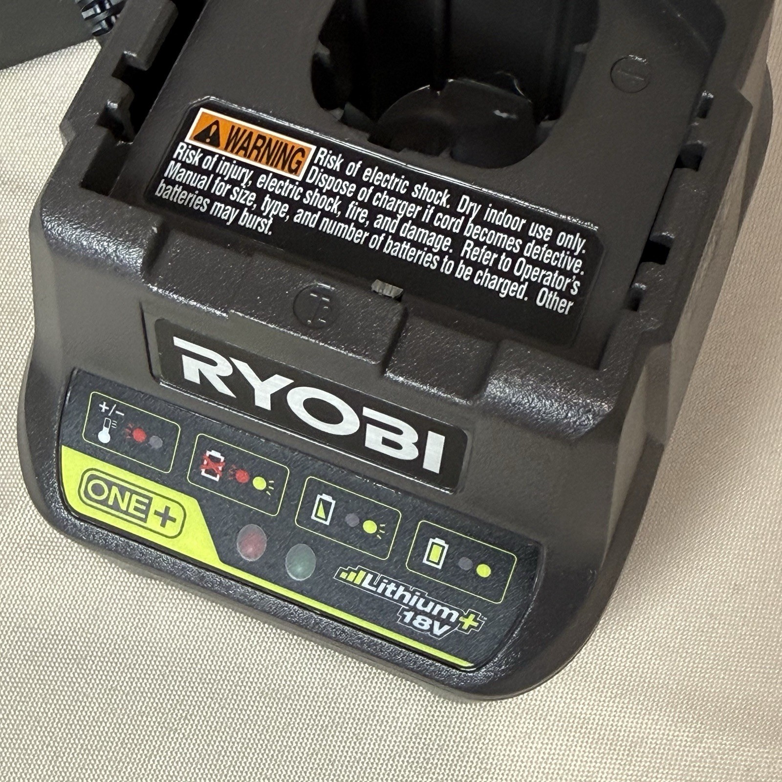 Ryobi P118B 18V Lithium Battery Charger Black Single Battery Charging