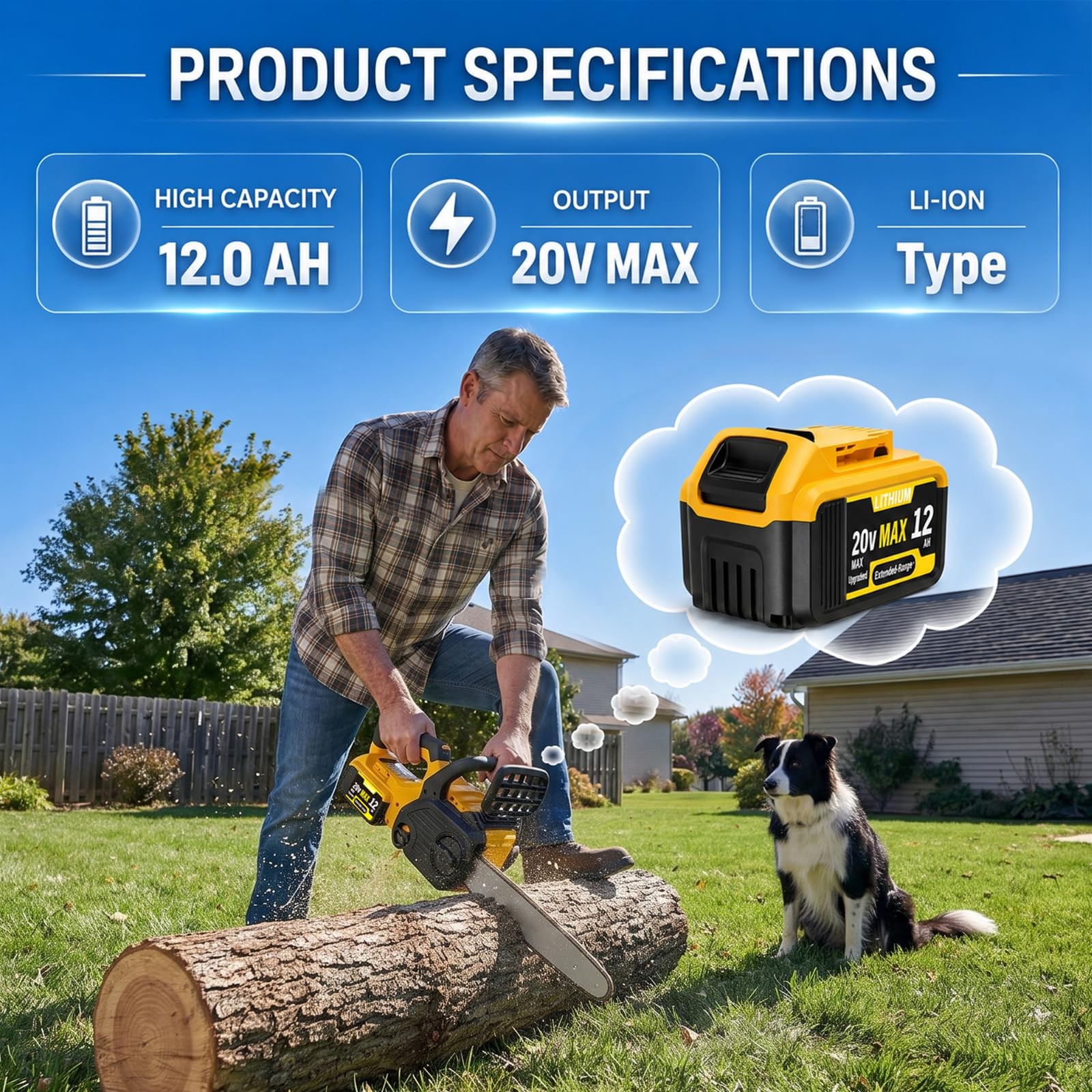 Qqf 6 Packs 12000Mah Extended Runtime Lithium Battery Replacement For Dewalt