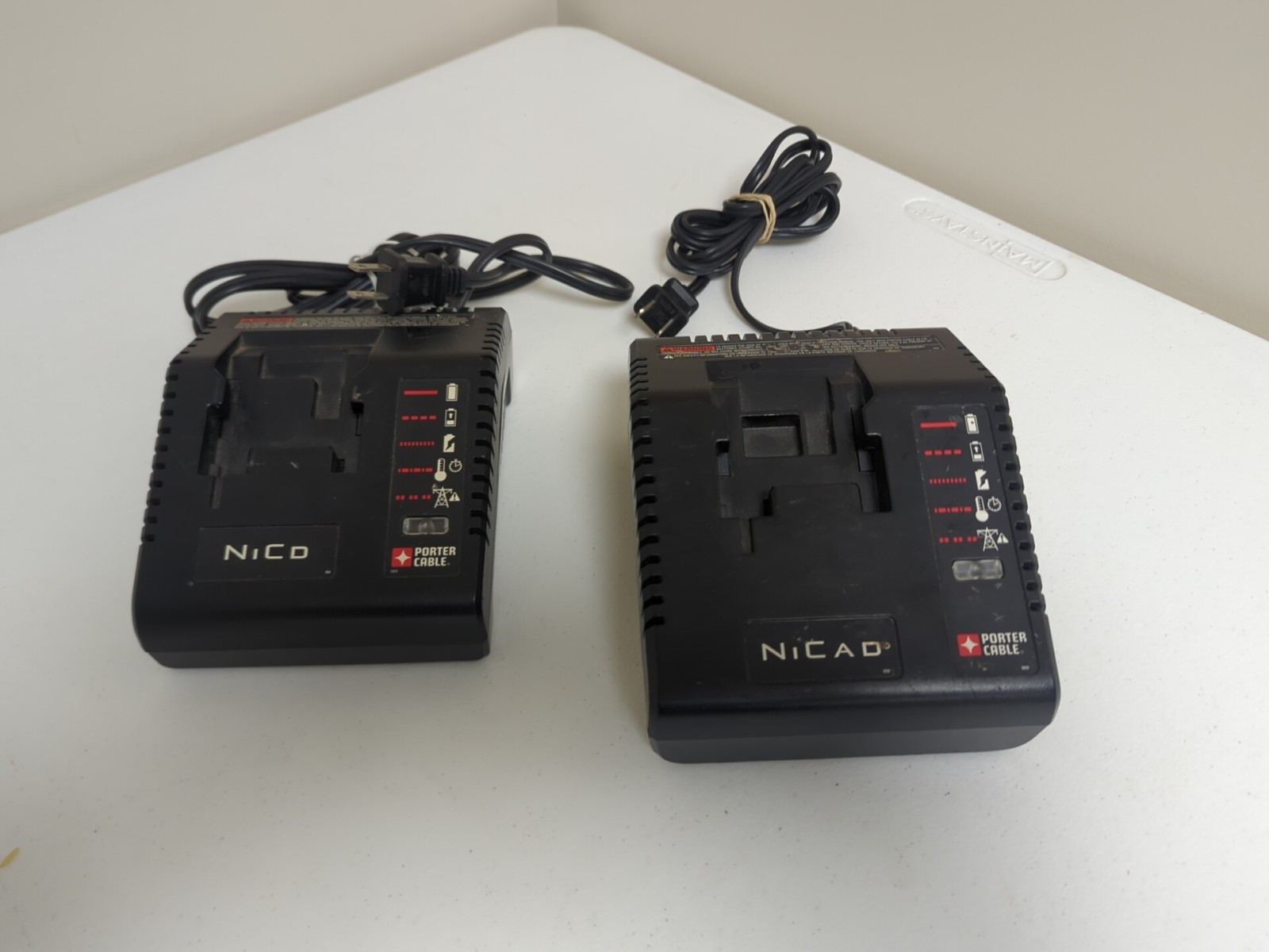 Lot Of 2 Porter Cable NICAD Ni-Cd Battery Charger PCMVC Type 2 & Type 1 9.6-18V
