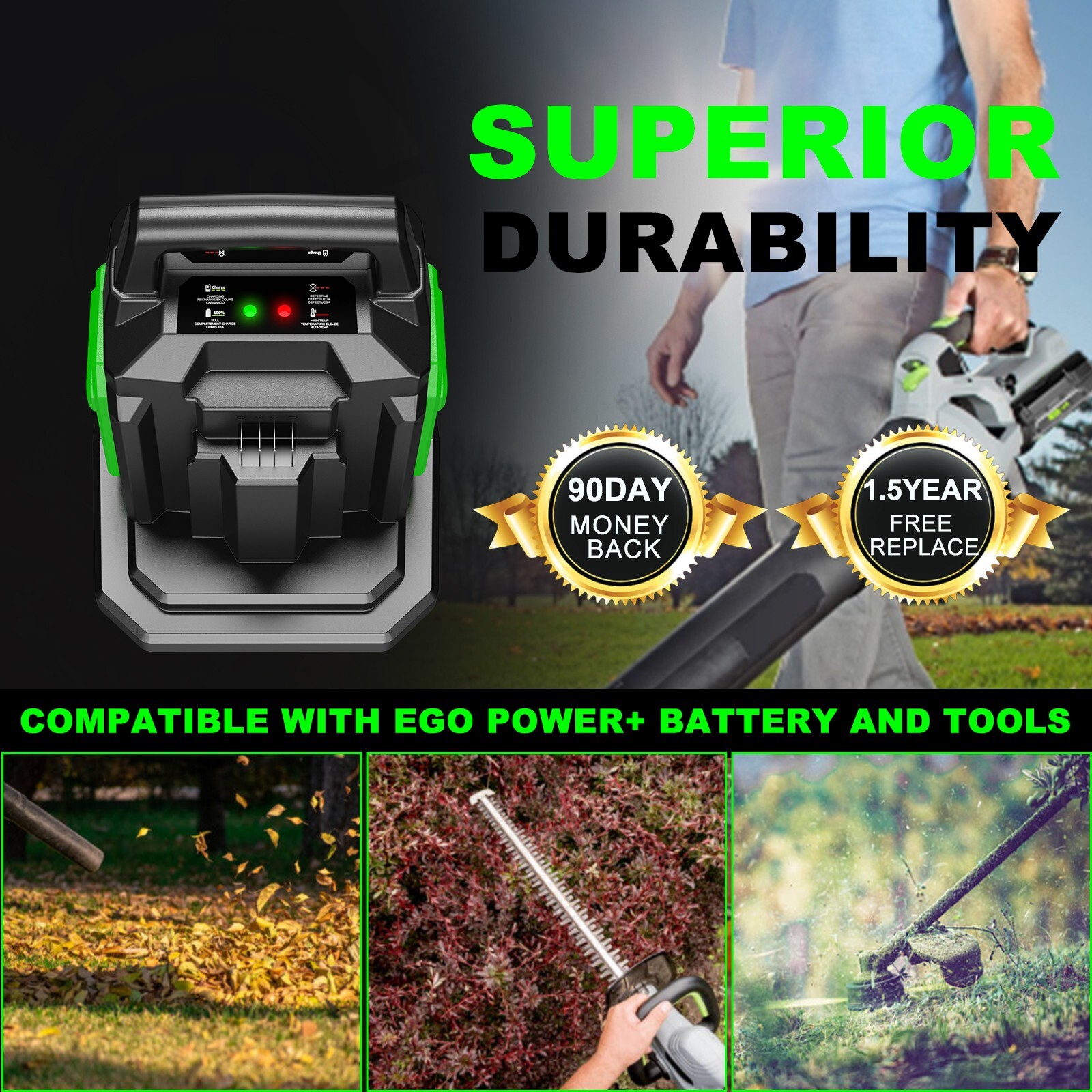 CH2800D For EGO Power+ 56V Lithium Battery BA2800T BA4200 Fast Dual Port Charger
