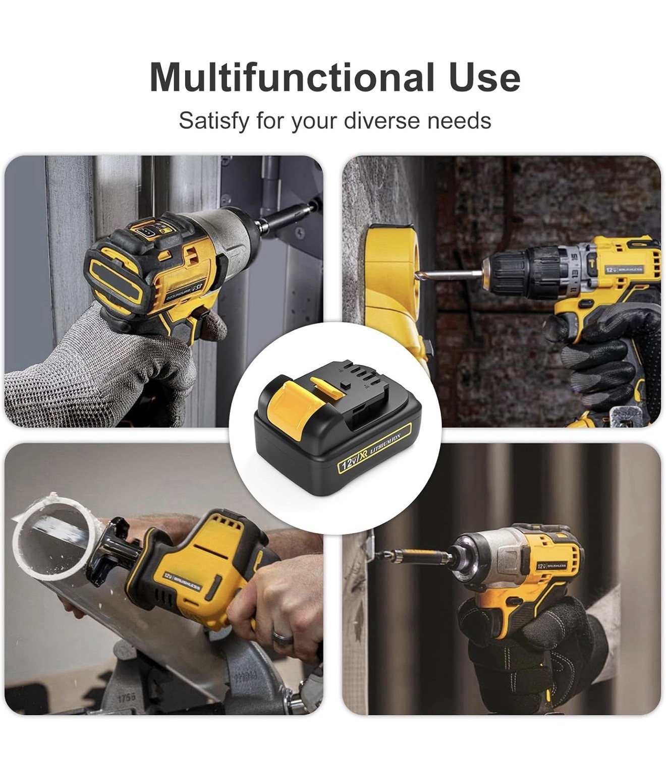 2 Pack 3.0Ah Replacement Battery for Dewalt 12V DCB120 DCB127 DCB125 DCB112