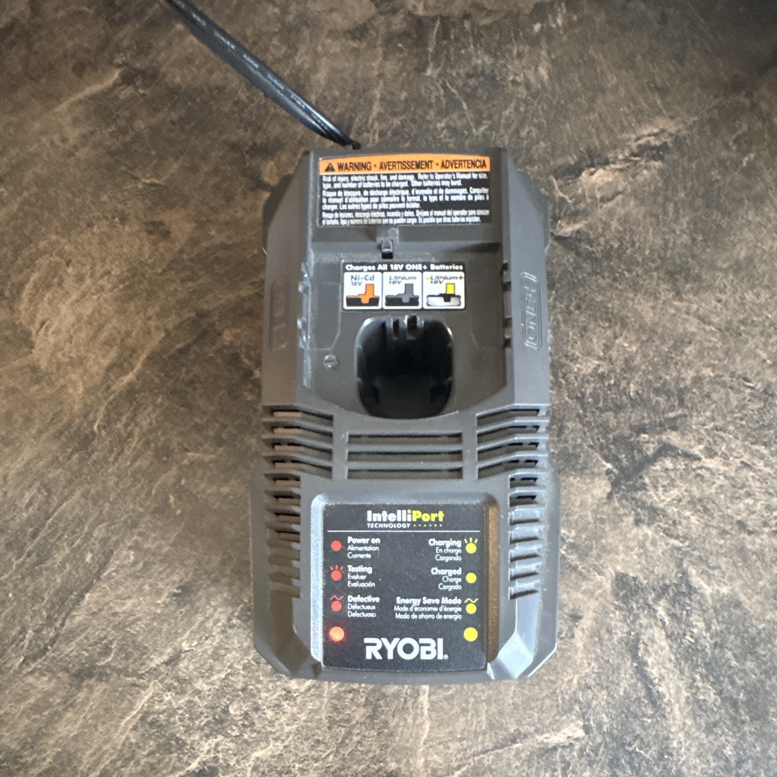 RYOBI IntelliPort 18V Power Tool Battery Charger, 1-Battery, Gray