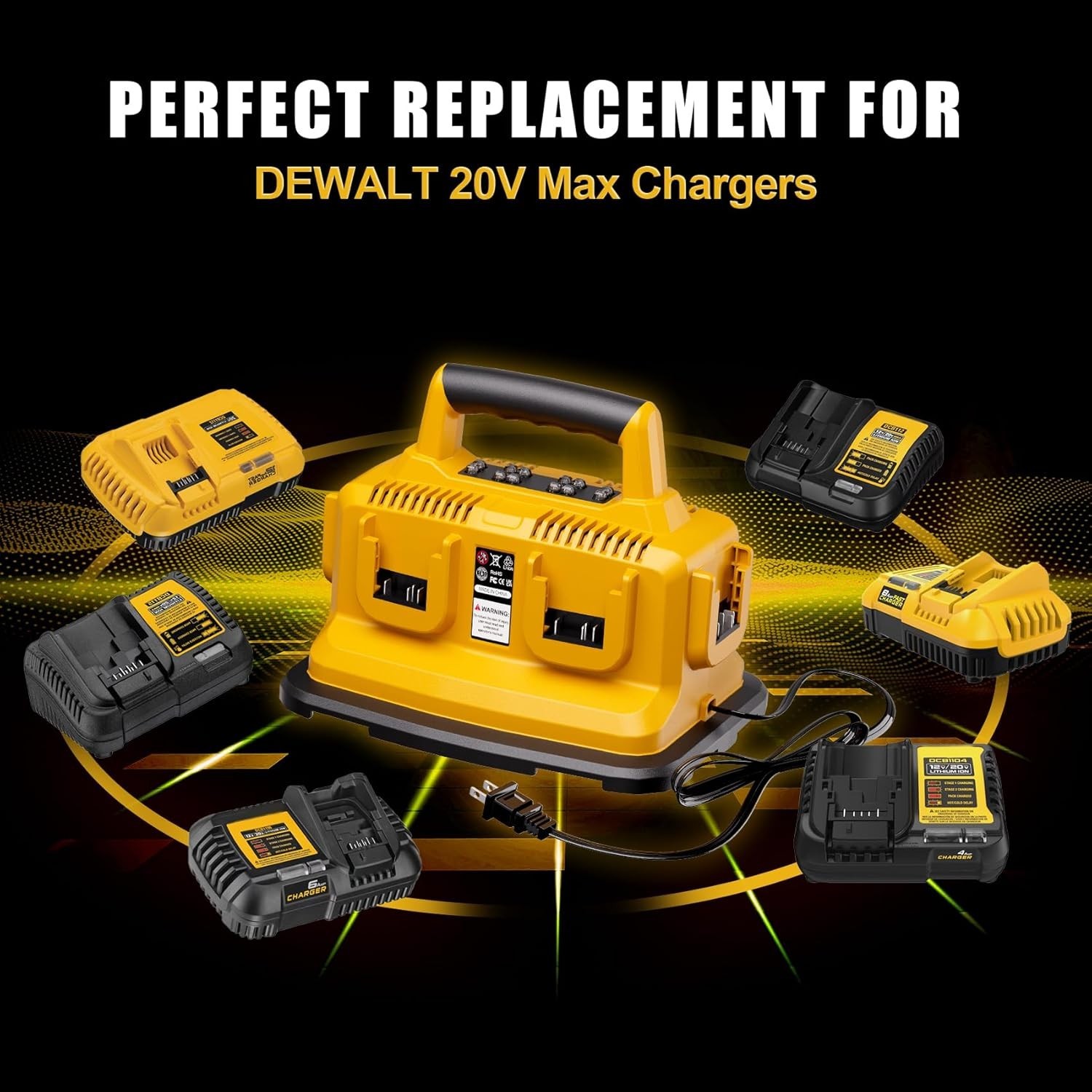 6 Port Simultaneous Charger for Dewalt 20V/60V Batteries DCB104 DCB118 Station