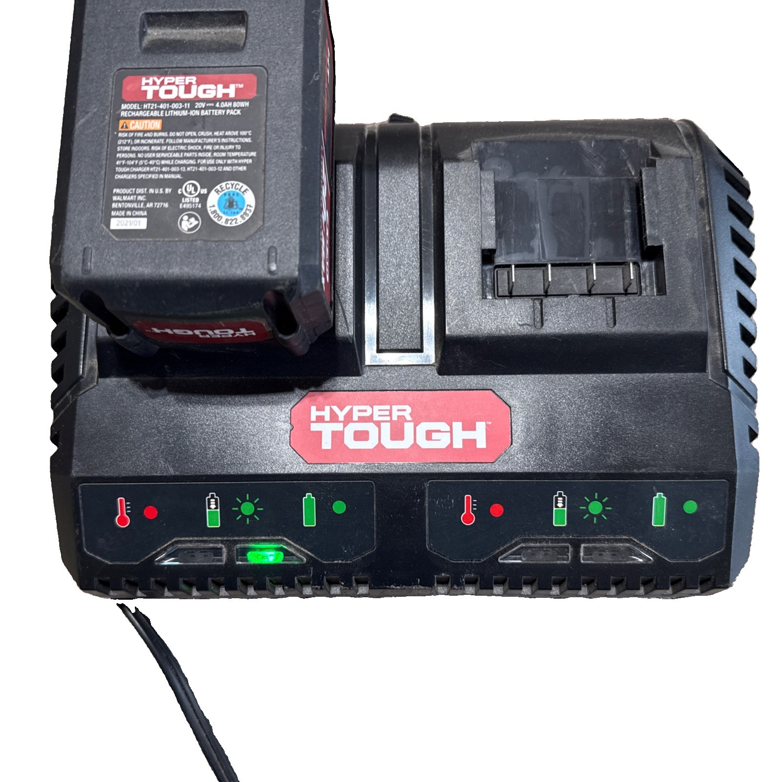 HYPER TOUGH HT21-401-003-13 DOUBLE BATTERY CHARGER One WITH BATTERIE