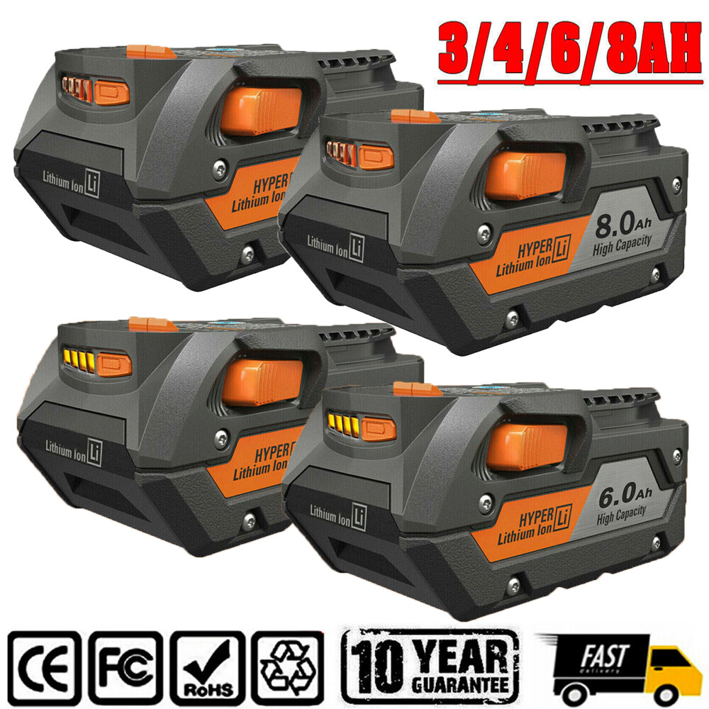 1-2X 18V for Ridgid R840085 8.0Ah/7Ah/6.0Ah/4.0Ah/3.0Ah Lithium Battery R840087
