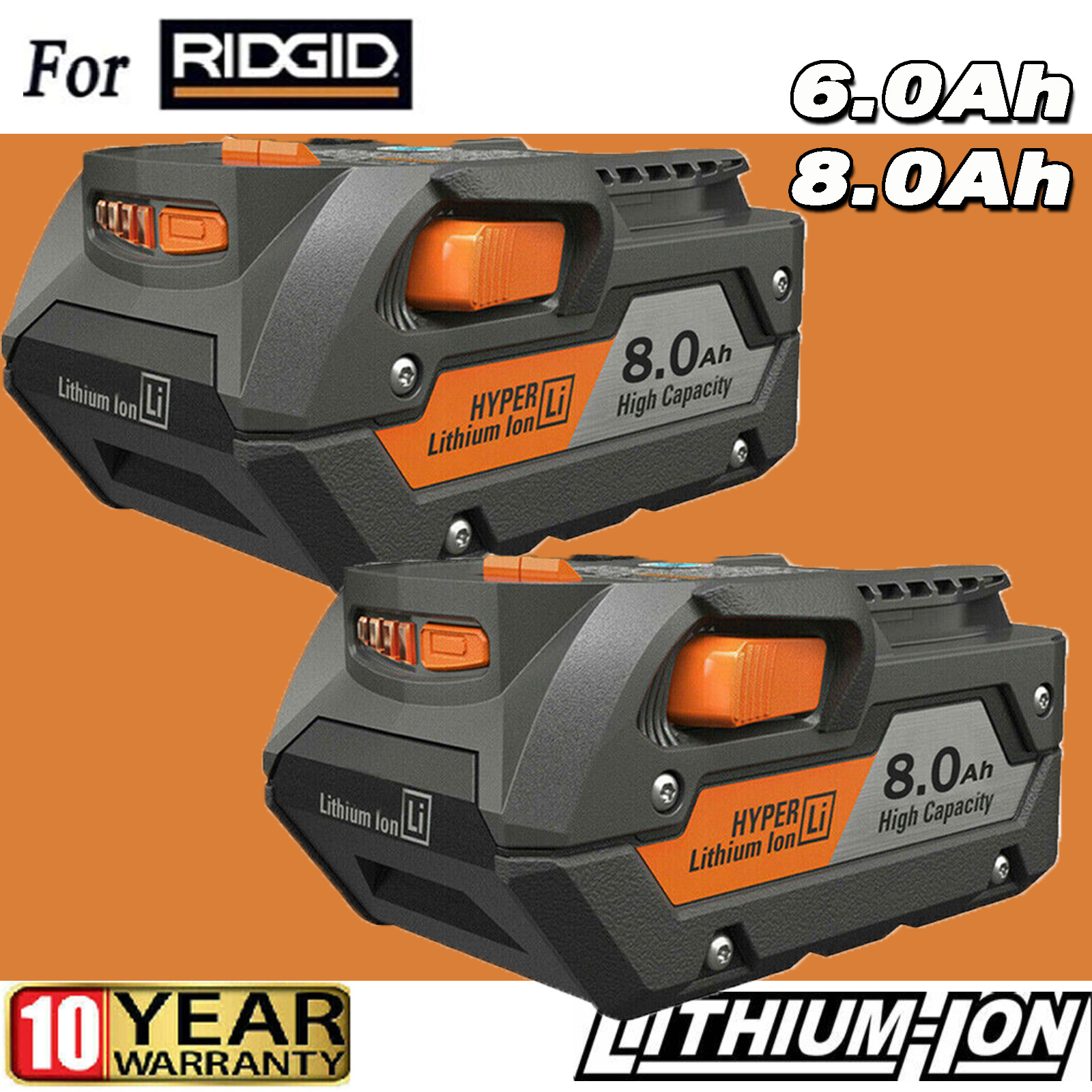 1~2 x for Ridgid R840085 8.0Ah Lithium Battery Rigid 18Volt R840087 Power Tools