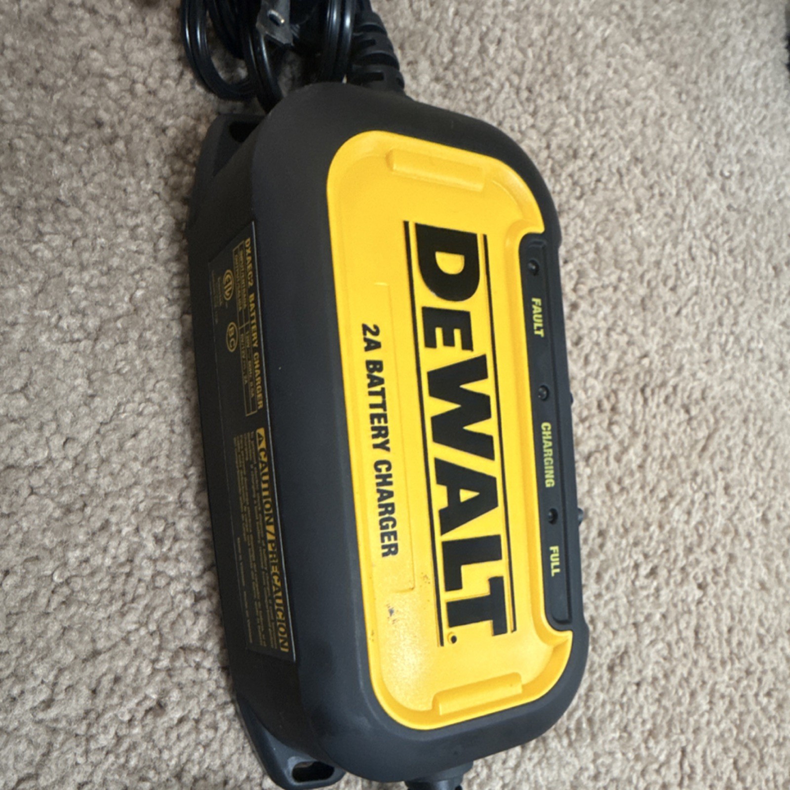 DEWALT DXAEC2 12V 2A Battery Charger, Yellow 12 Volt Charging Unit