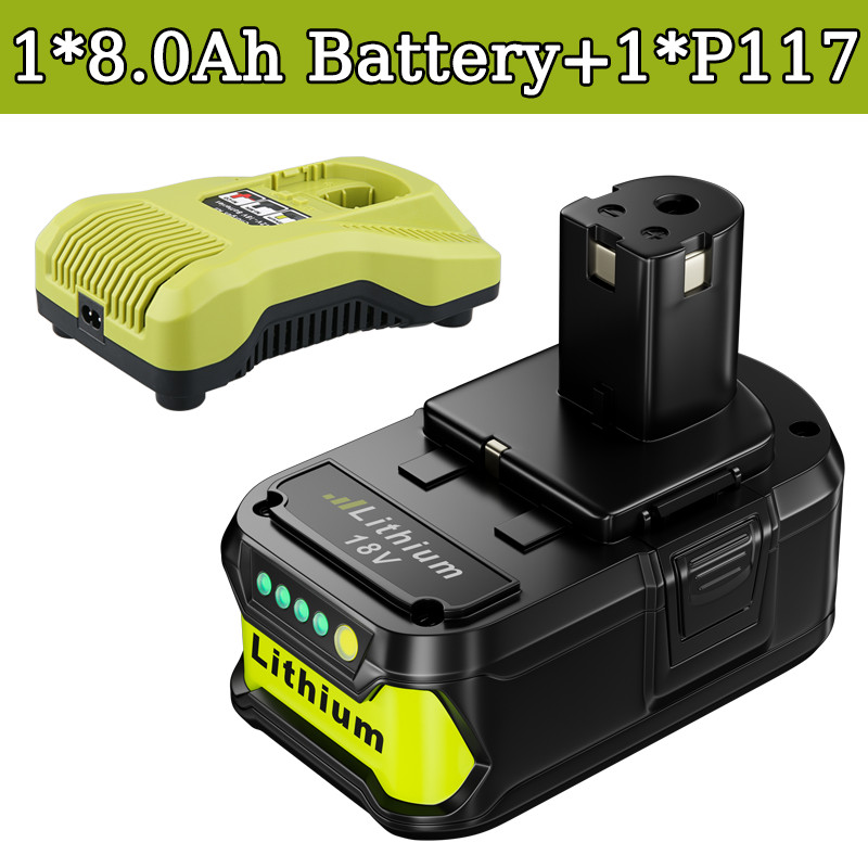 1Pack For RYOBI 18V 8.0Ah Lithium Battery RBL1815 RBL1810 P108 P102 109 /charger