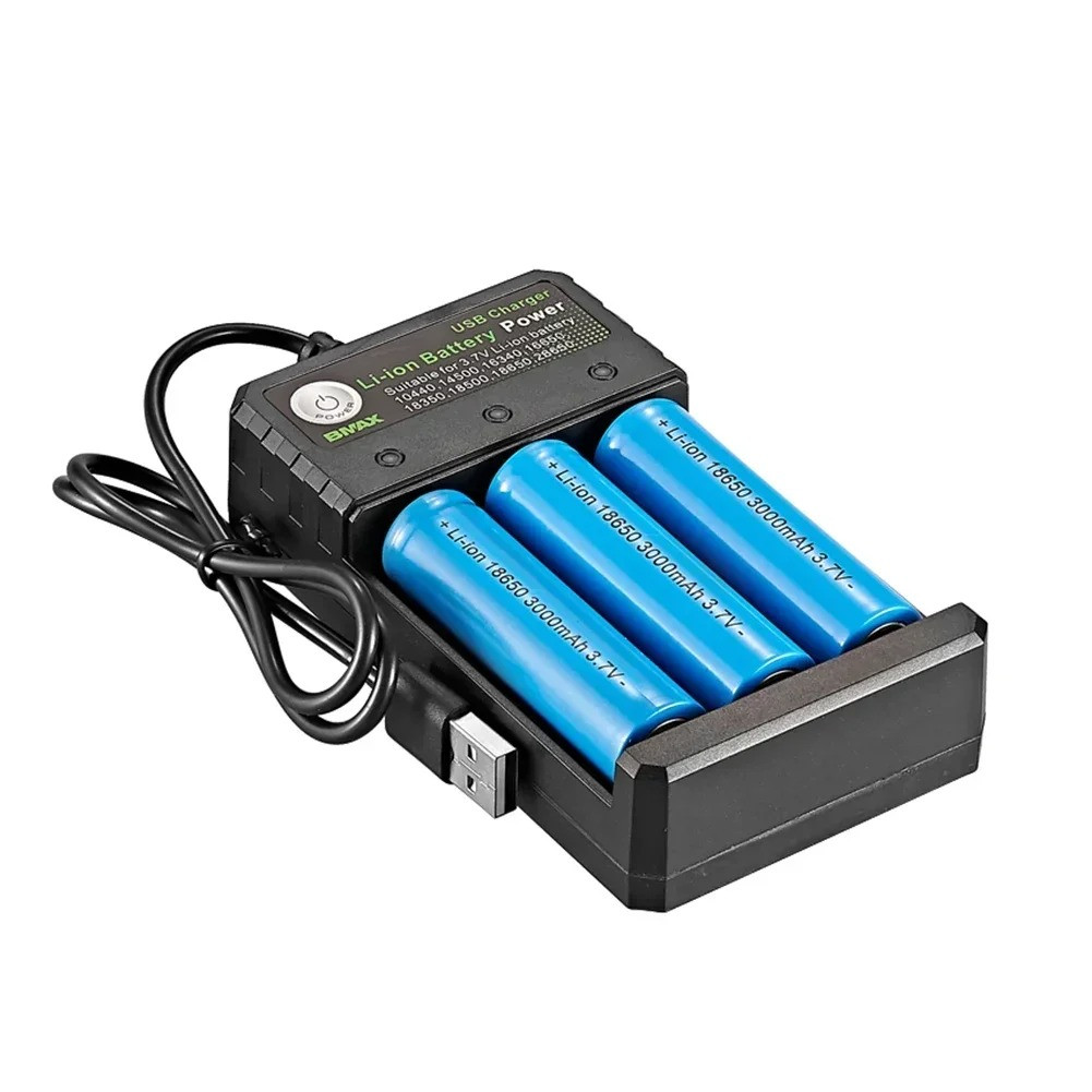 Smart 18650 Charger 3 Slots 4.2V Li-Ion Battery USB Independent Charging 18650 1