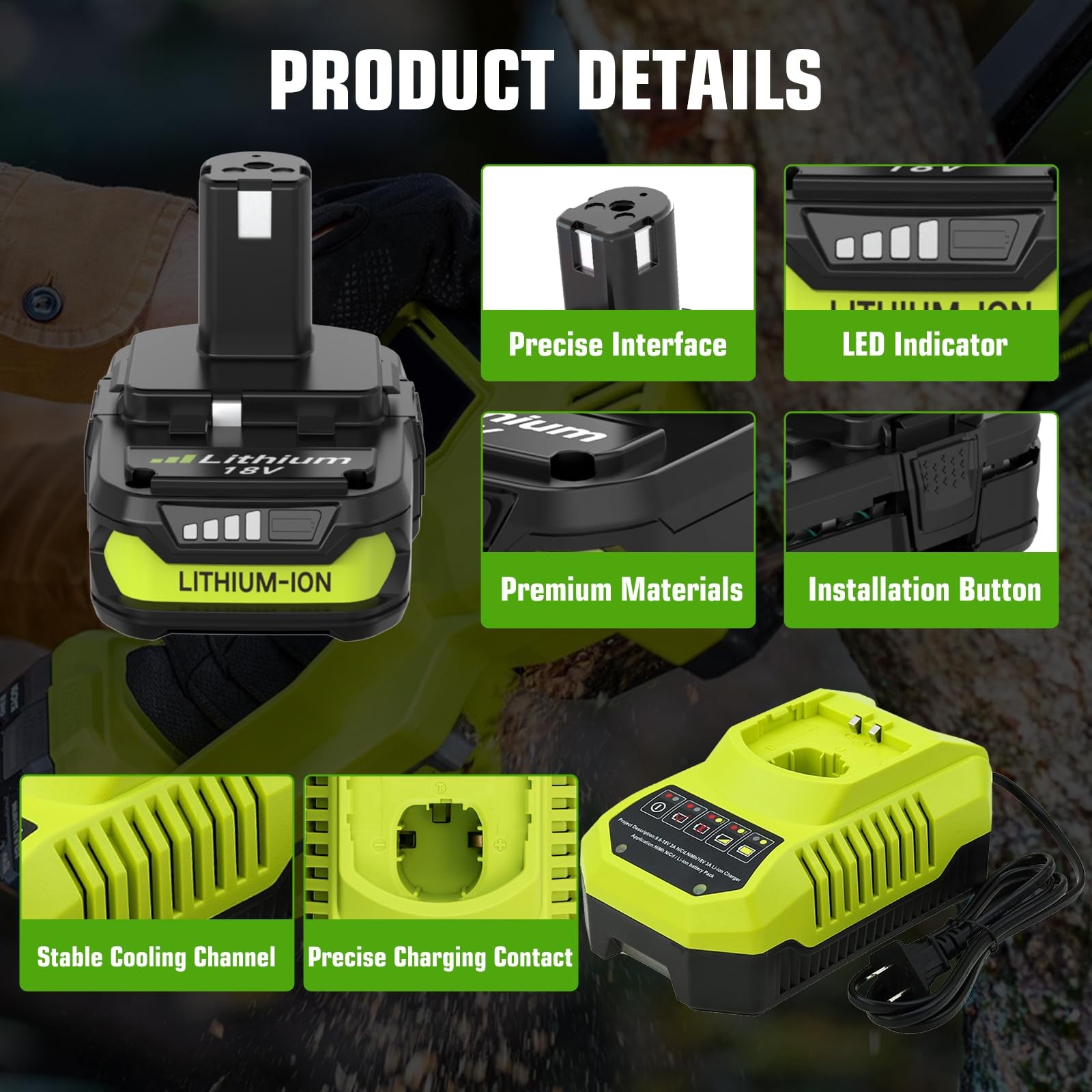 Ryobi 18V 3.6Ah Replacement Battery P102 P103 P104 P105 P107 P108 P109 P190 Lith
