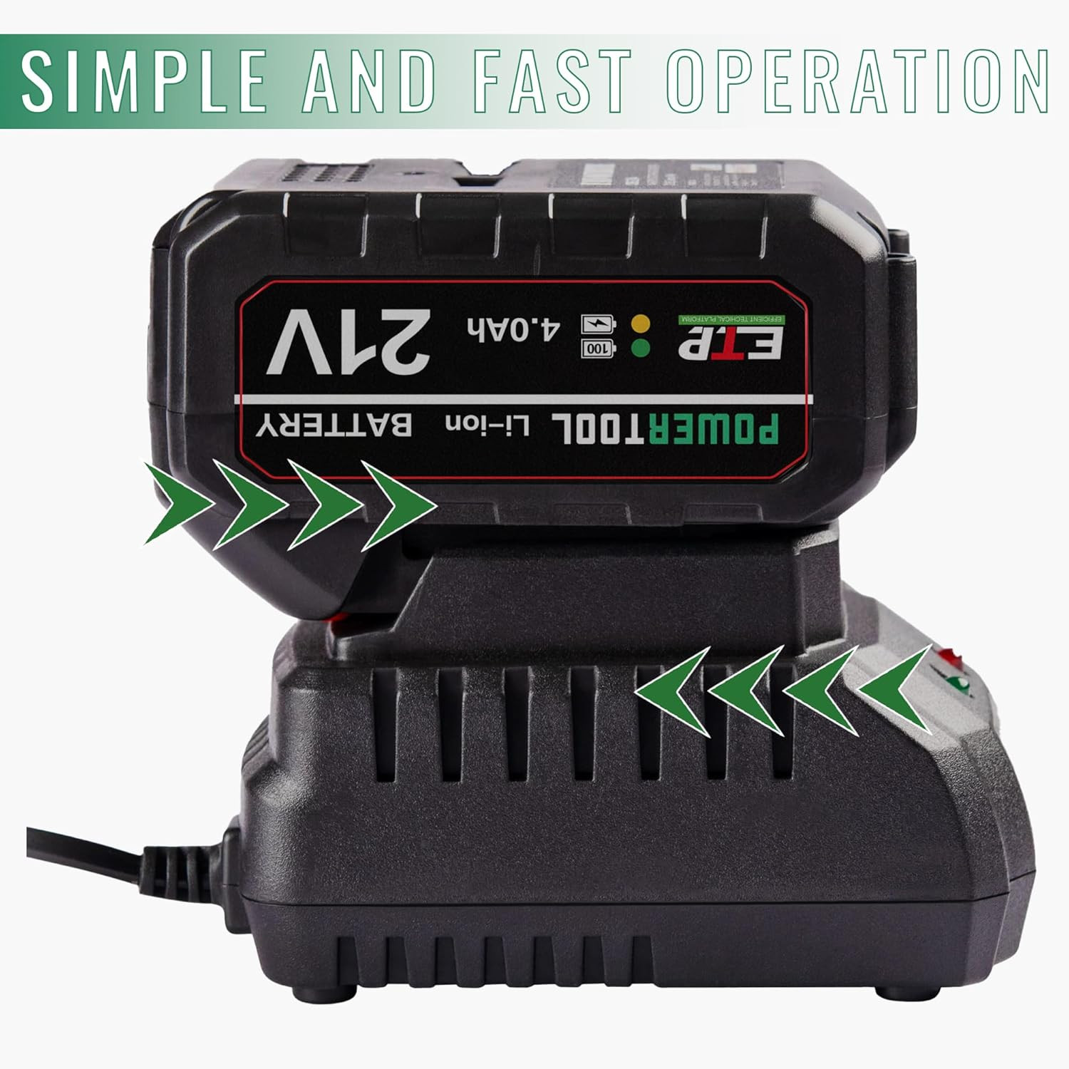 21V Battery Rapid Charger Base, Single Port Fast Charger Compatible with Makita