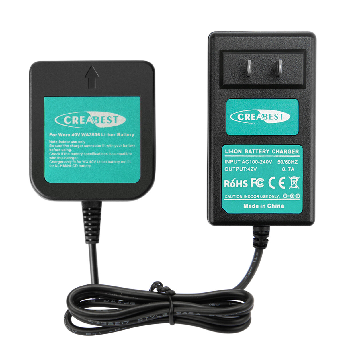 For Worx WA3536 WA3734 WG268 WG568 WG368 WG776 WG770 36V Li-ion Battery Charger