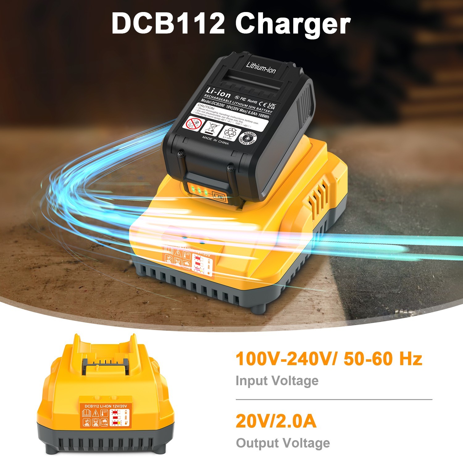 DCB112 20V MAX Battery Charger Replacement for Dewalt Battery Charger