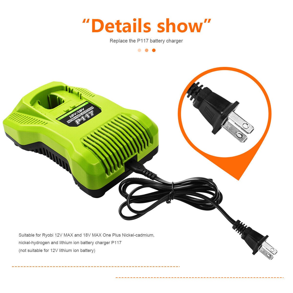 P117 Battery Fast Charger for Ryobi 18V ONE Battery P102 P108 P189 P197 P105