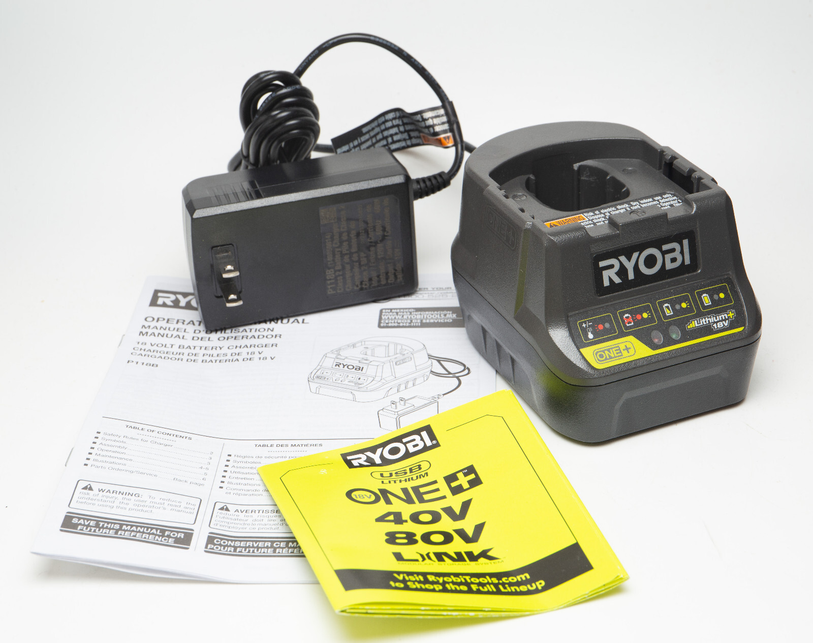 Genuine RYOBI Battery Charger P118B Lithium 18V One+