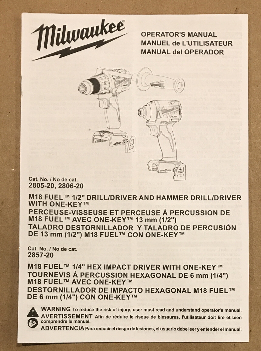 2 Pack!! Milwaukee User/Owners/Operators Manuals M18 Drill Driver Charger