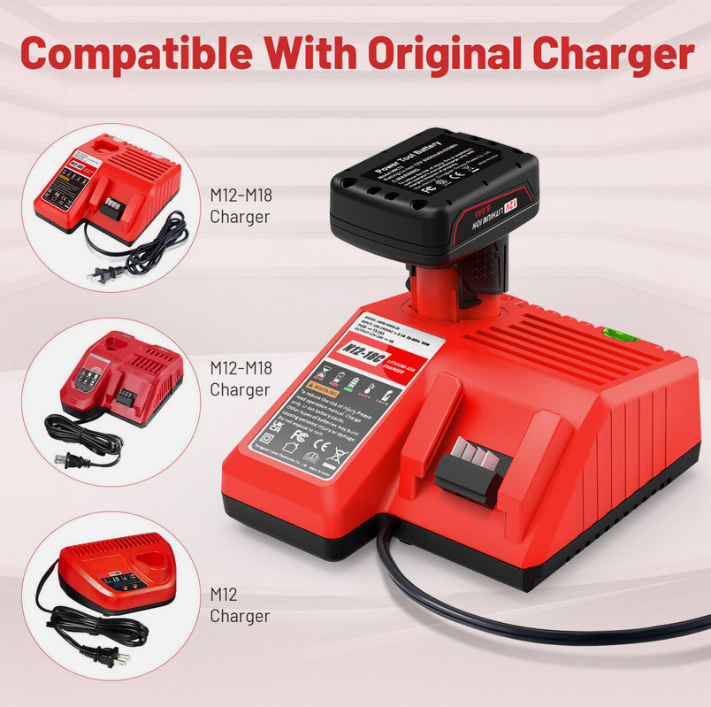 PACK For Milwaukee For M12 12V Lithium 3.5Ah 8Ah Extended Capacity Battery USA