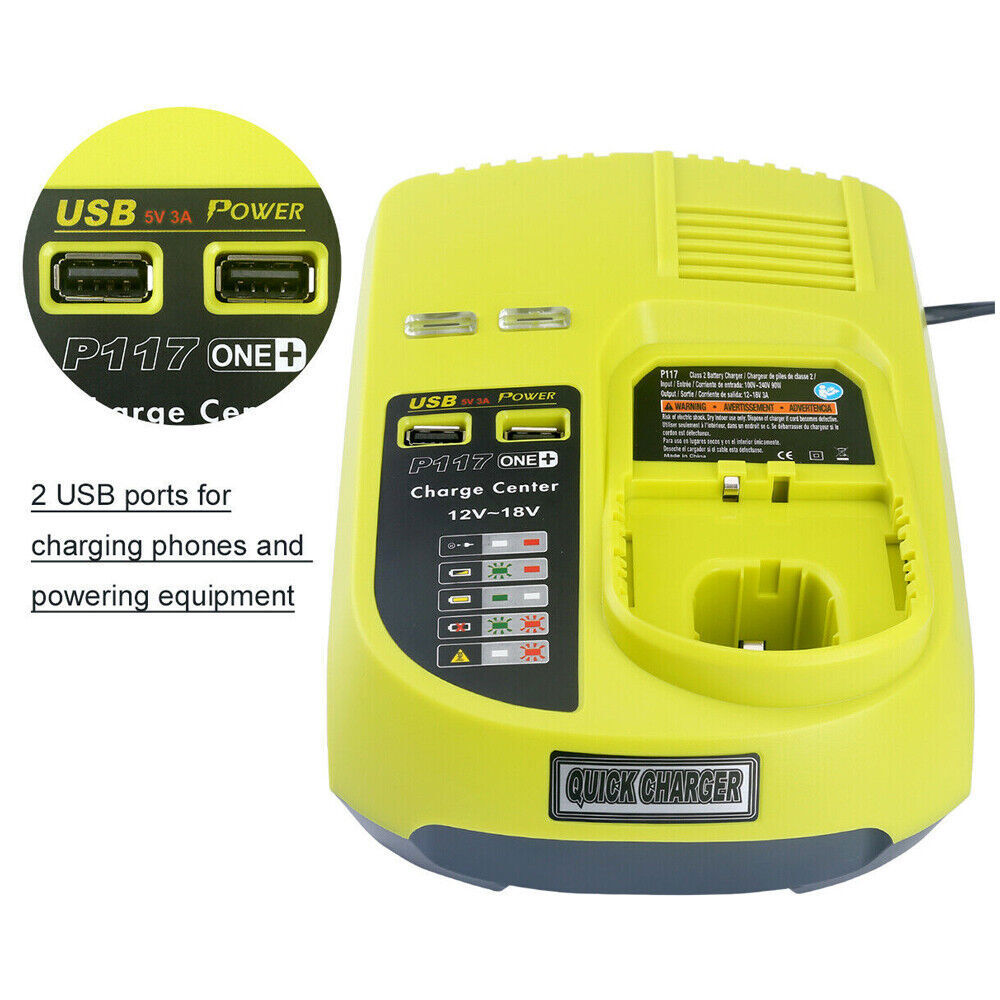 P117 Battery Charger For RYOBI One Plus High Capacity 18Volt Lithium-Ion P108
