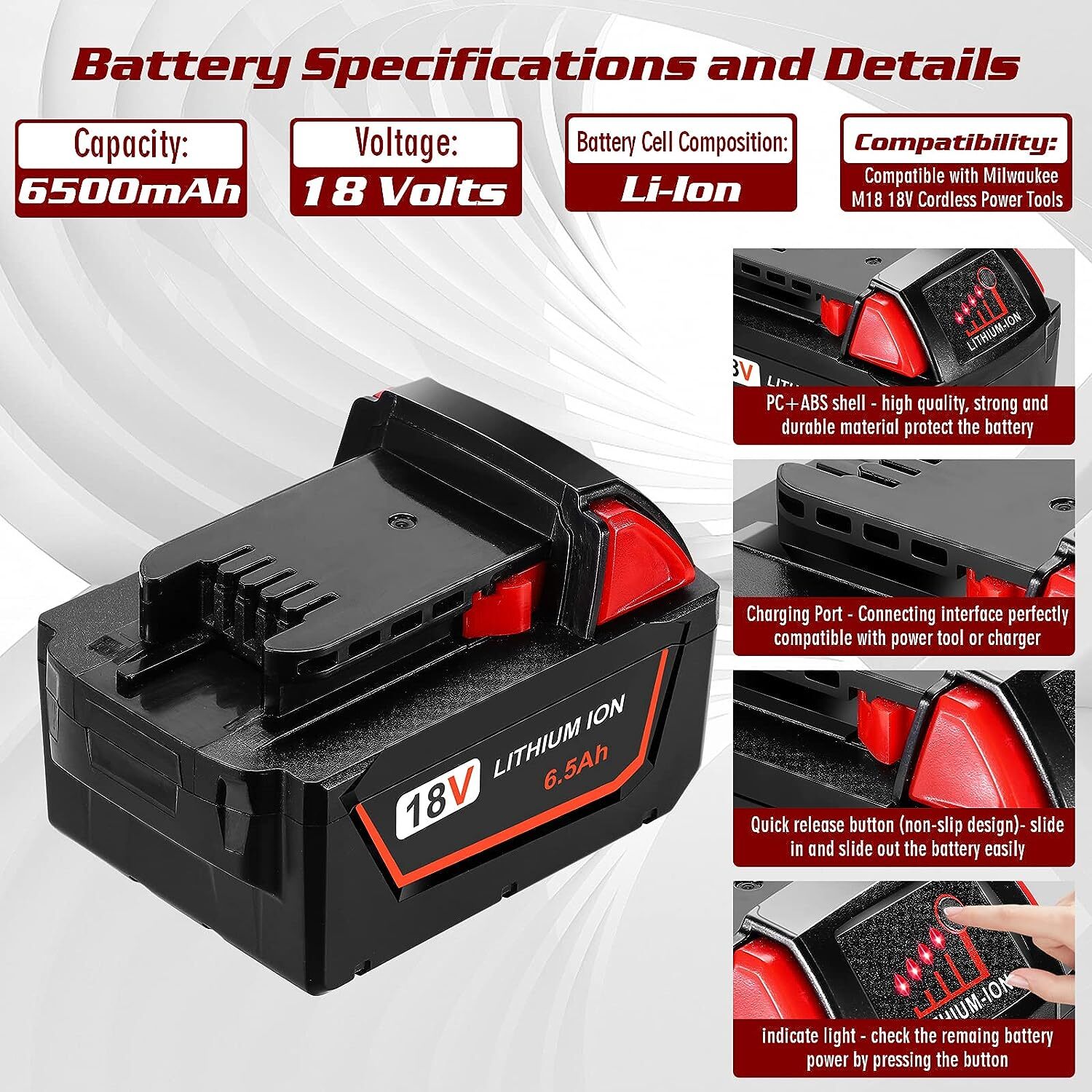 FOR Milwaukee M18 XC 6.0 High Output Battery 48-11-1860 48-11-1880 Lithium 12Ah