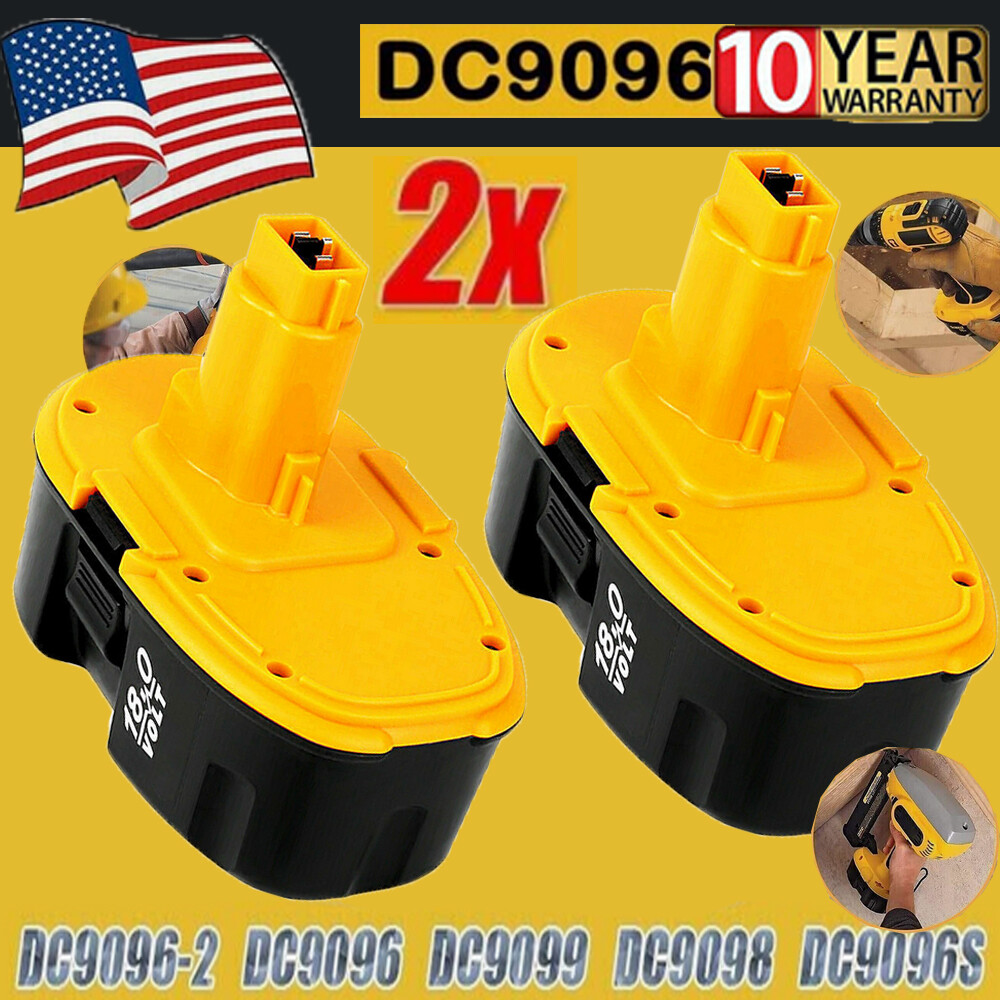 2 PACK 18V For Dewalt 18 VOLT DC9096 DC9098 Ni-MH Battery DC9099 NEW 4.0Ah 4.8AH