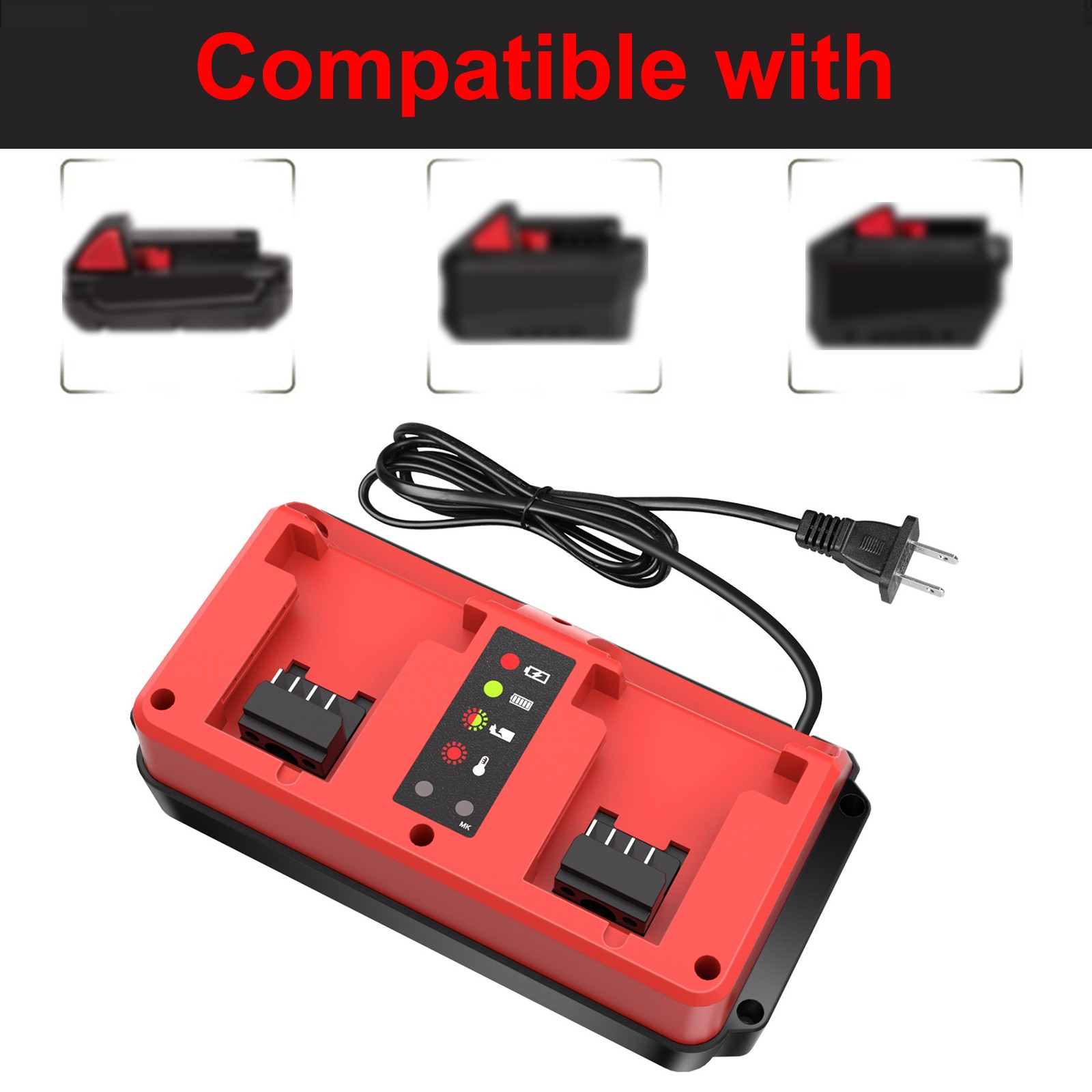 18V Dual Bay Simultaneous Charger for Milwaukee 18V M18 Battery 48-11-1840
